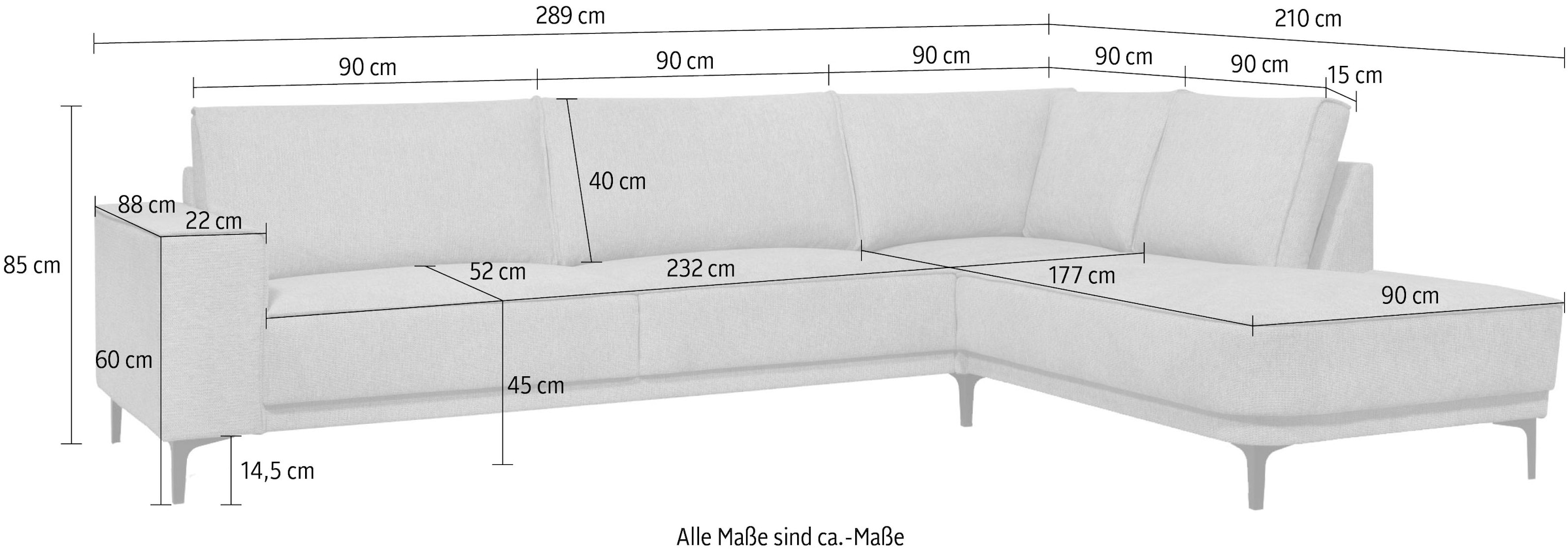 GOODproduct Ecksofa »Casina« mit abgerundeter Ottomane, in einem weichen Chenille-Stoff