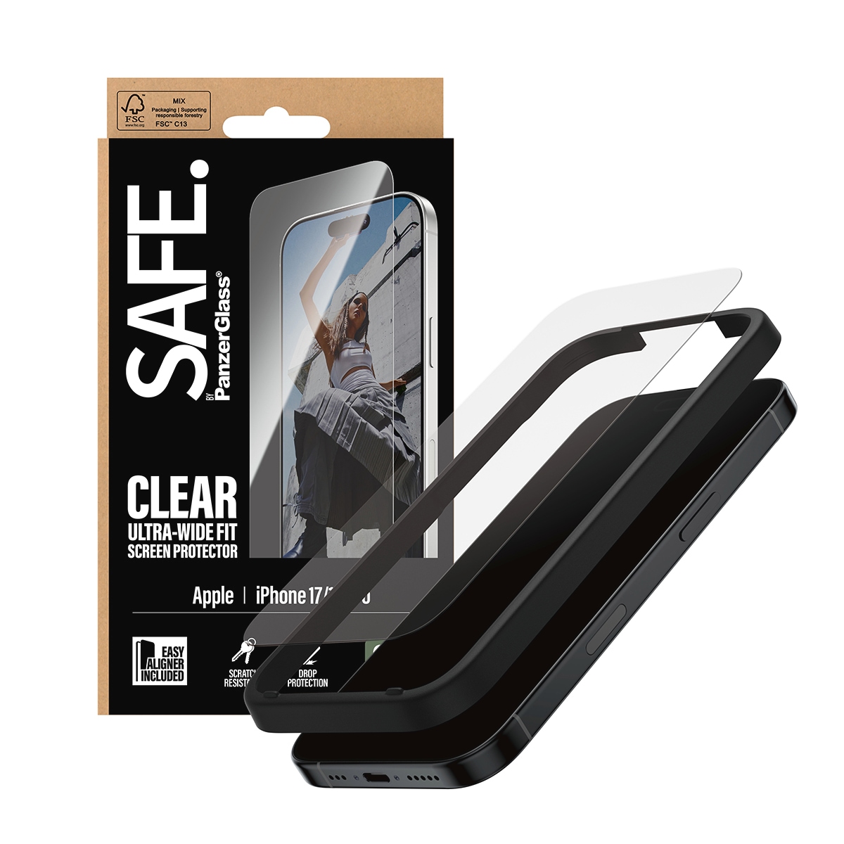 SAFE by PanzerGlass Verre de protection d'écran »Ultra-Wide Fit Screen Protector« für Apple iPhone 17;Apple iPhone 16 Pro Displayschutzfolie, Schutzfolie, Bildschirmschutz, kratz- & stossfest