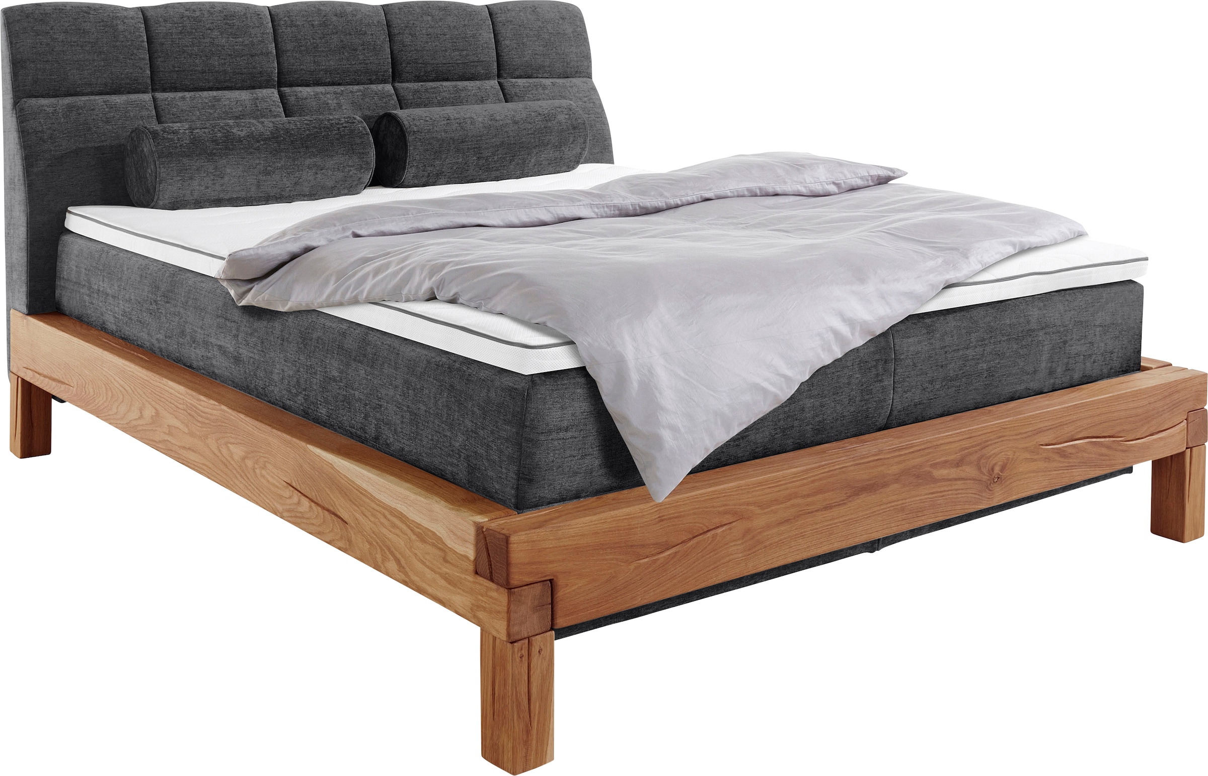 Home affaire Boxspringbett »VILLADS inkl. Taschenfederkernmatratze H2-H4 und Topper« Inside-Boxspring, recycelte Bezugsstoffe, Liegefläche 160 cm x 200 cm