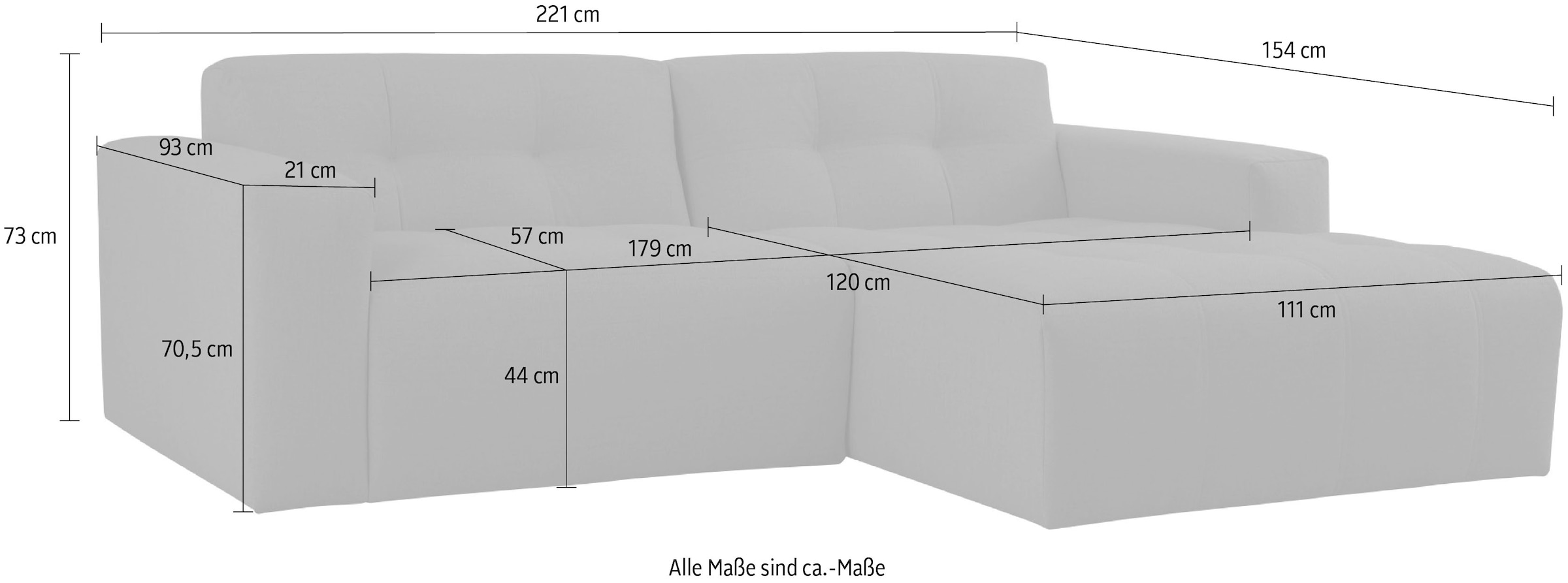 GOODproduct Ecksofa »Tapley« Breite 221 cm,Boucle, Struktur fein, mit Knopfsteppung, bodentief