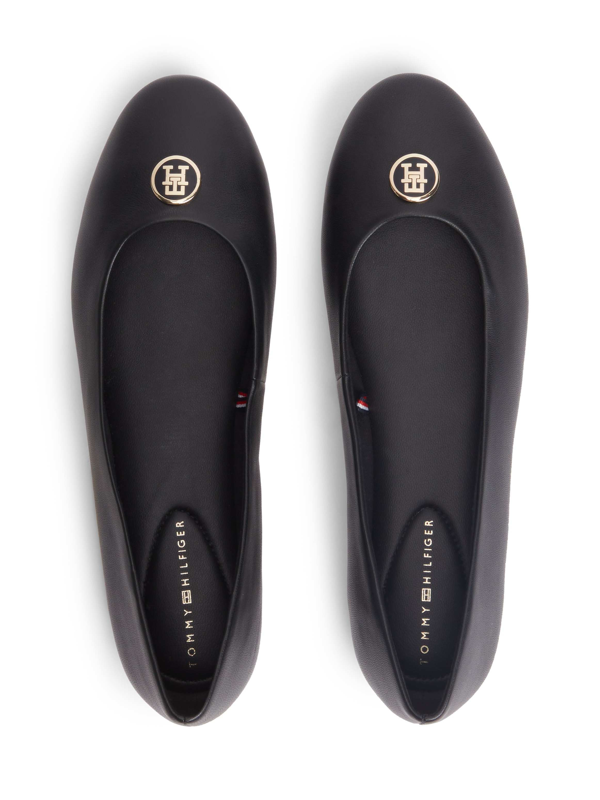 Tommy Hilfiger Ballerine »TH PLATE LEATHER BALLERINA«  Chaussure à enfiler, chaussure business avec élément décoratif élégant - forme étroite