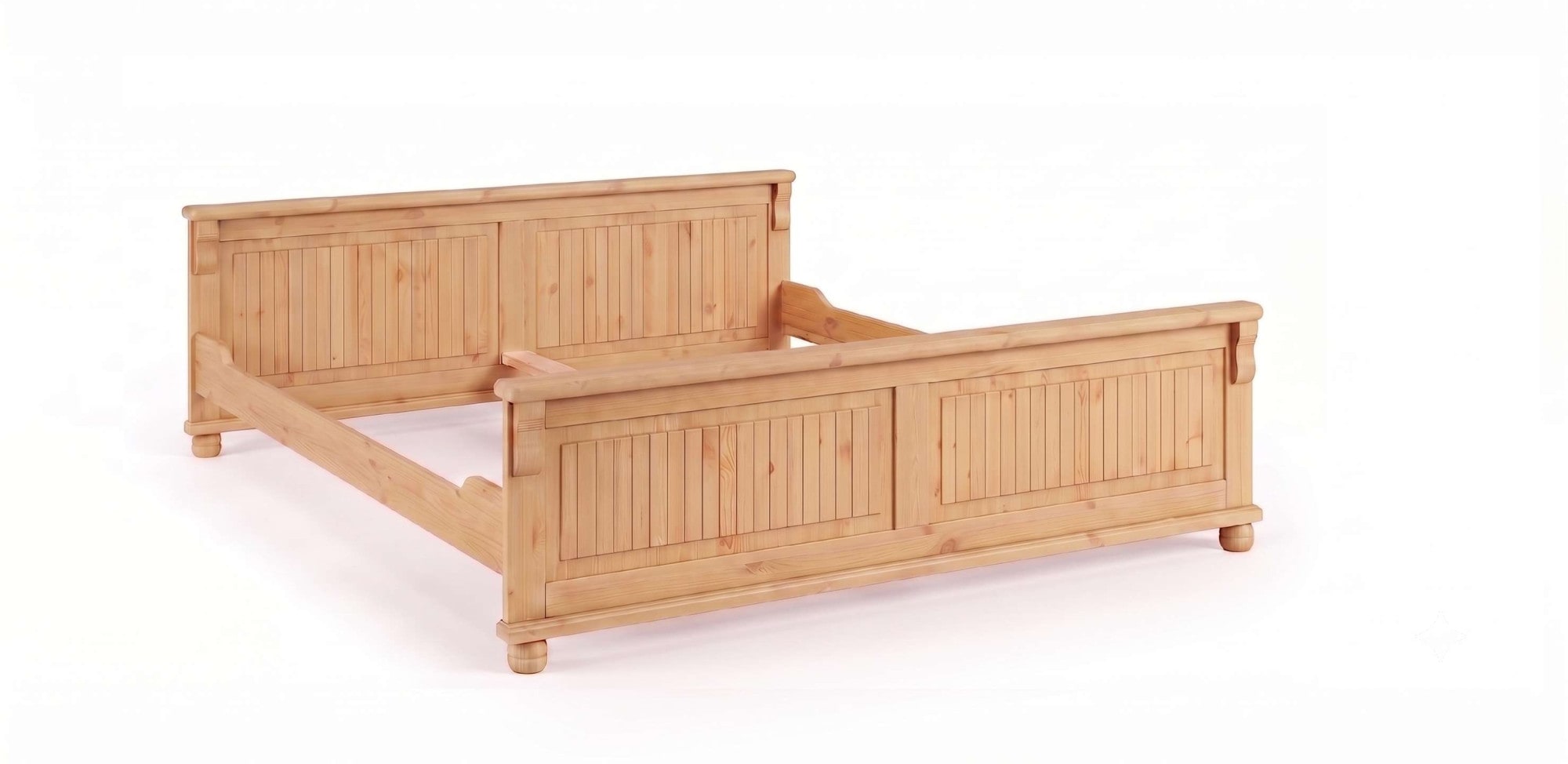 GOODproduct Lit en bois massif »Adele« Largeur 140 ou 180 cm, style maison de campagne,  en pin massif, belle optique à caissons, optique lamelle