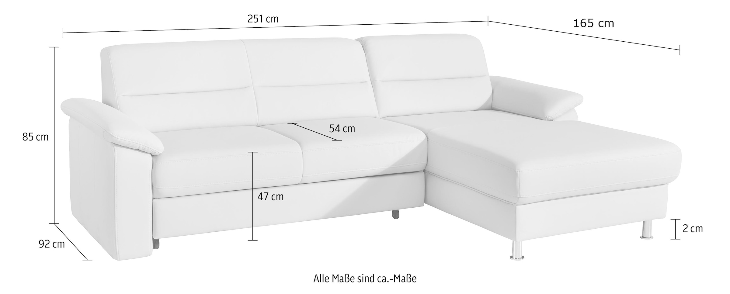 sit&more Canapé d'angle »Ascara L-Form, B: 251 cm, Boxspring & Federkern« Fonction couchage optionnelle, réglable librement, siège confortable