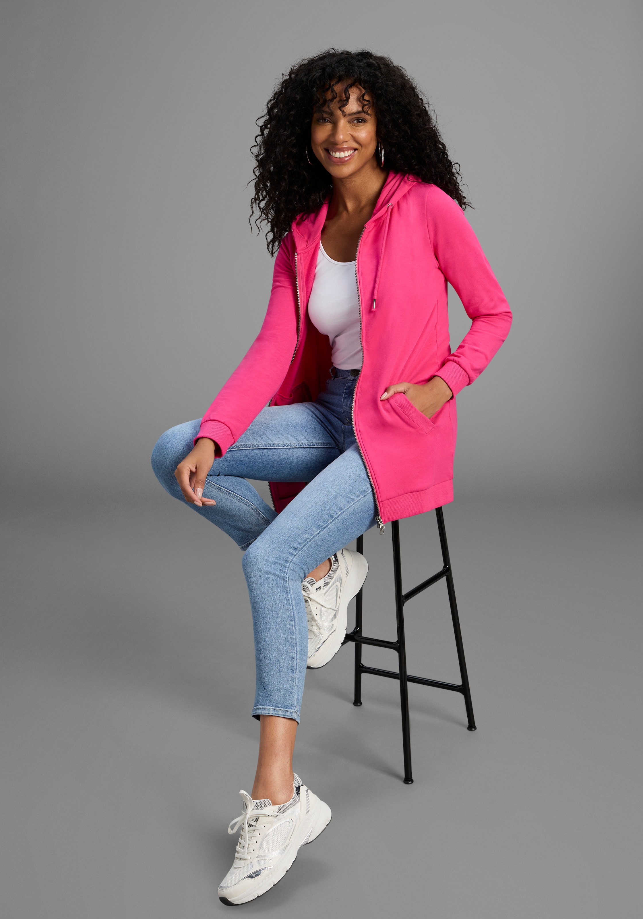 Flashlights Veste sweat in langer Form mit Zipper