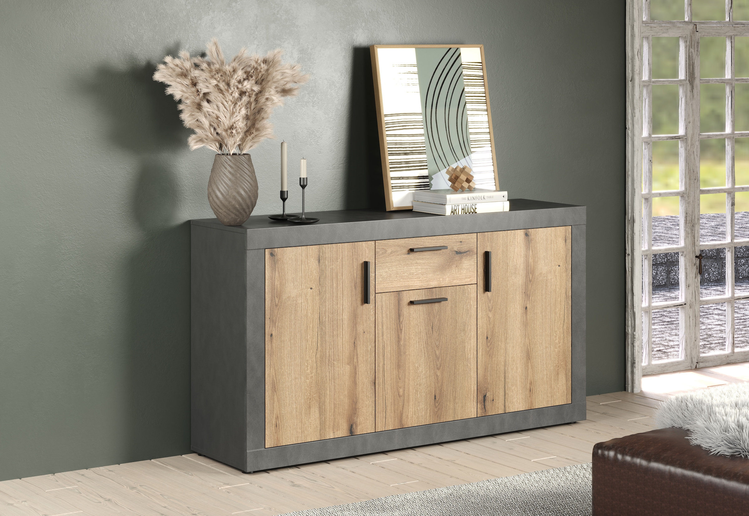 INOSIGN Sideboard »Bergen« Packung, 1 cuis tlg. Sideboard mit 3 Türen & 1 Schublade - (B/T/H) 149/40/83 cm