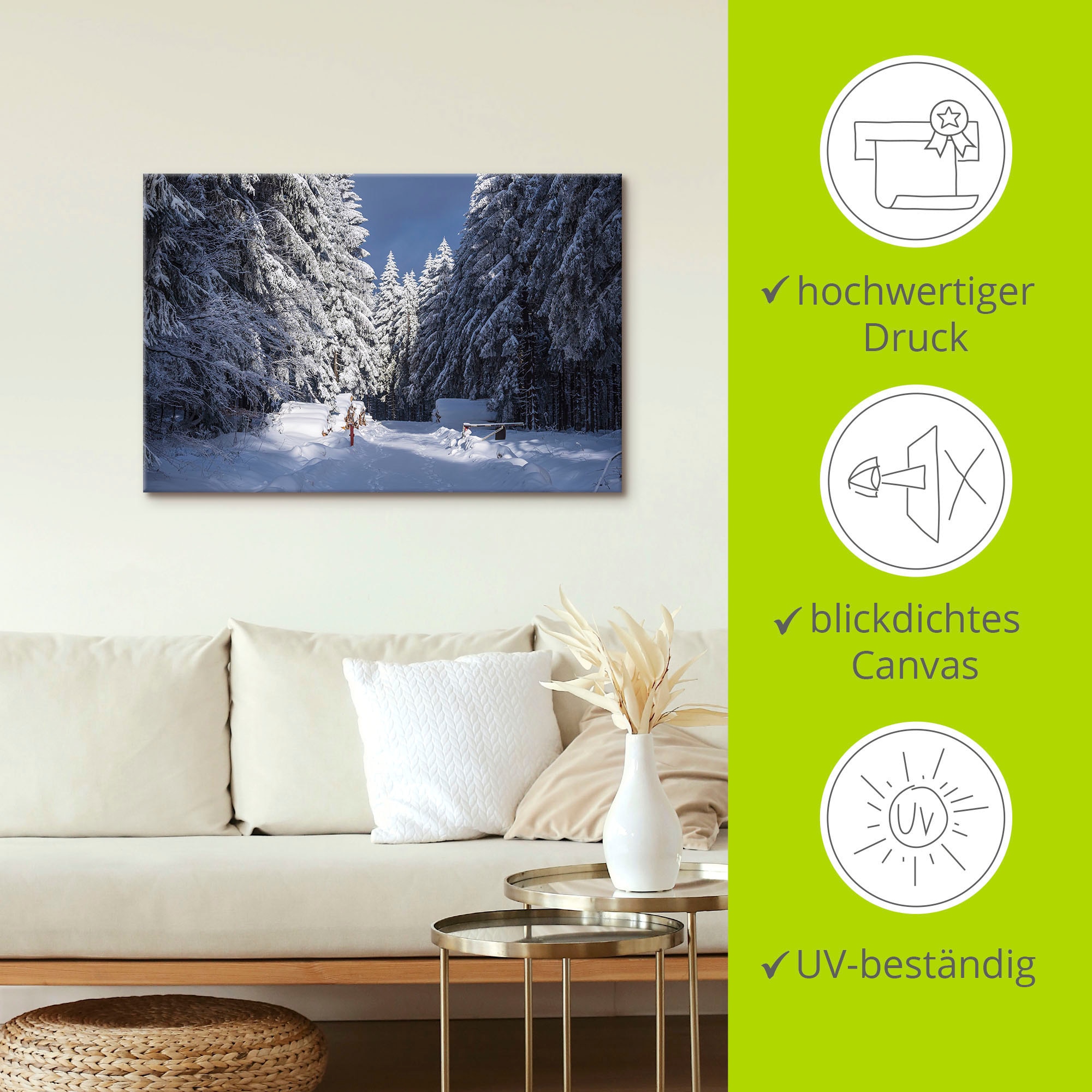 Artland Leinwandbild »Winter im Thüringer Wald II« Waldbilder 1 Stk. tlg. auf Holzrahmen gespannt