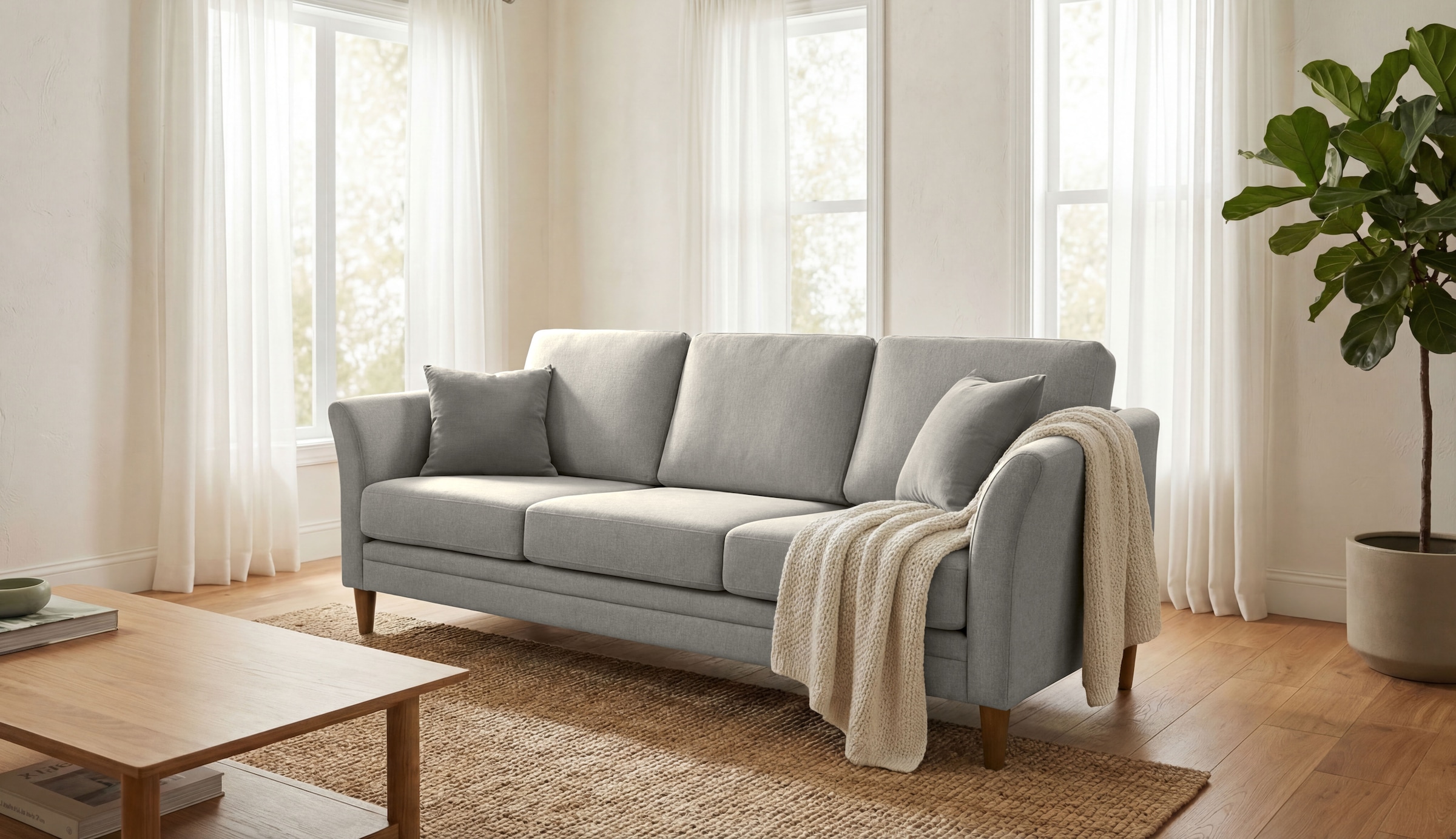 Home affaire 3-places »Arellano, Breite 217 cm« klassisches Design, 2 Zierkissen inklusive, Webstoff fein