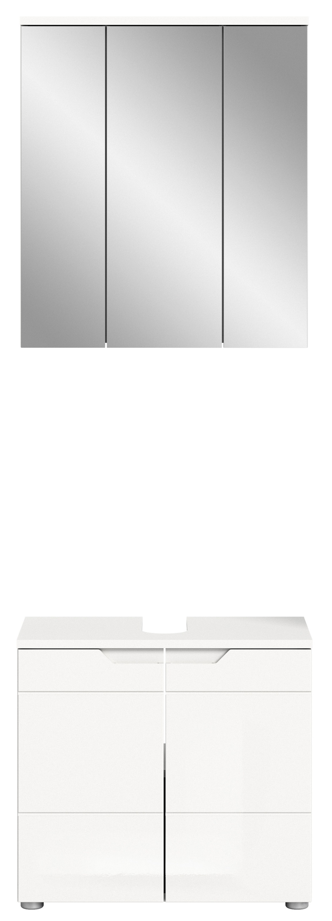 INOSIGN Ensemble de meubles de salle de bain »CAPRI, 2-teilig, mit eingefasster Griffmulde, bestehend aus:«