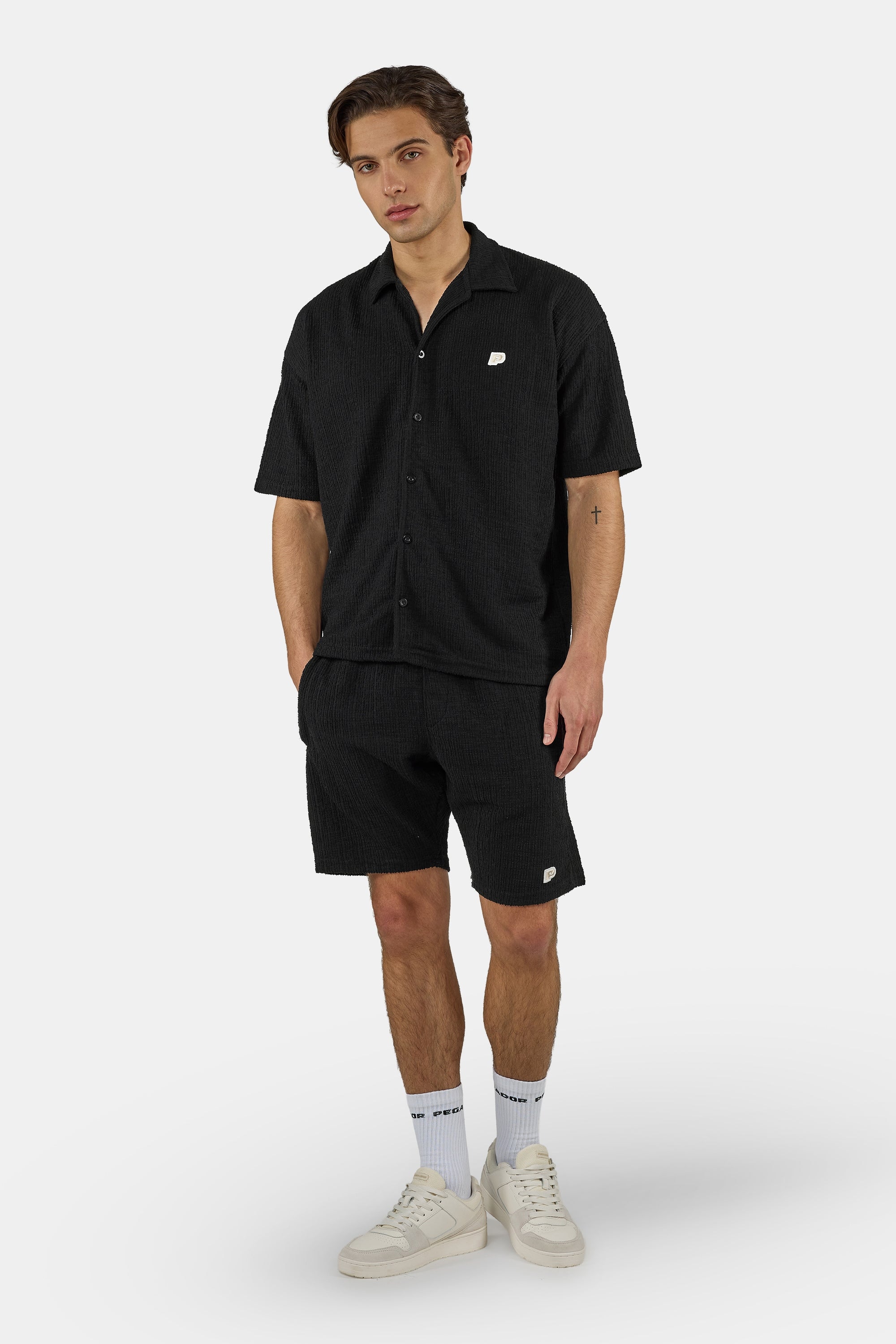 PEGADOR T-shirt à manches courtes »Libco Structured Knit Shirt« mélange de matériaux, coupe régulière