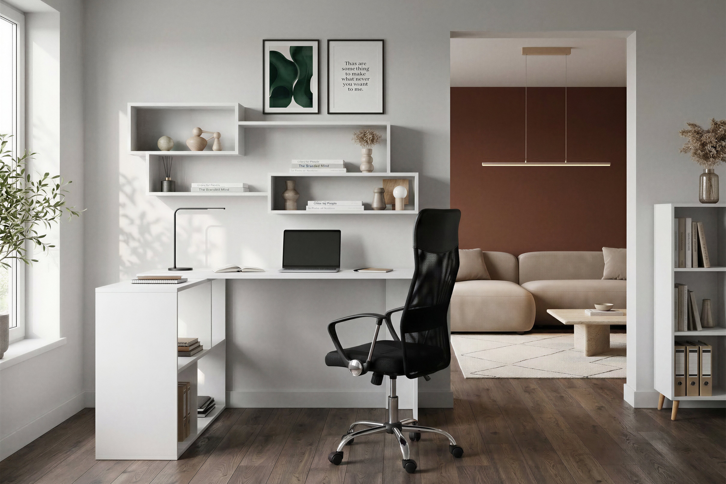 GOODproduct Eckschreibtisch »Jaaron« mit vier offenen Fächern, modernes und elegantes Design