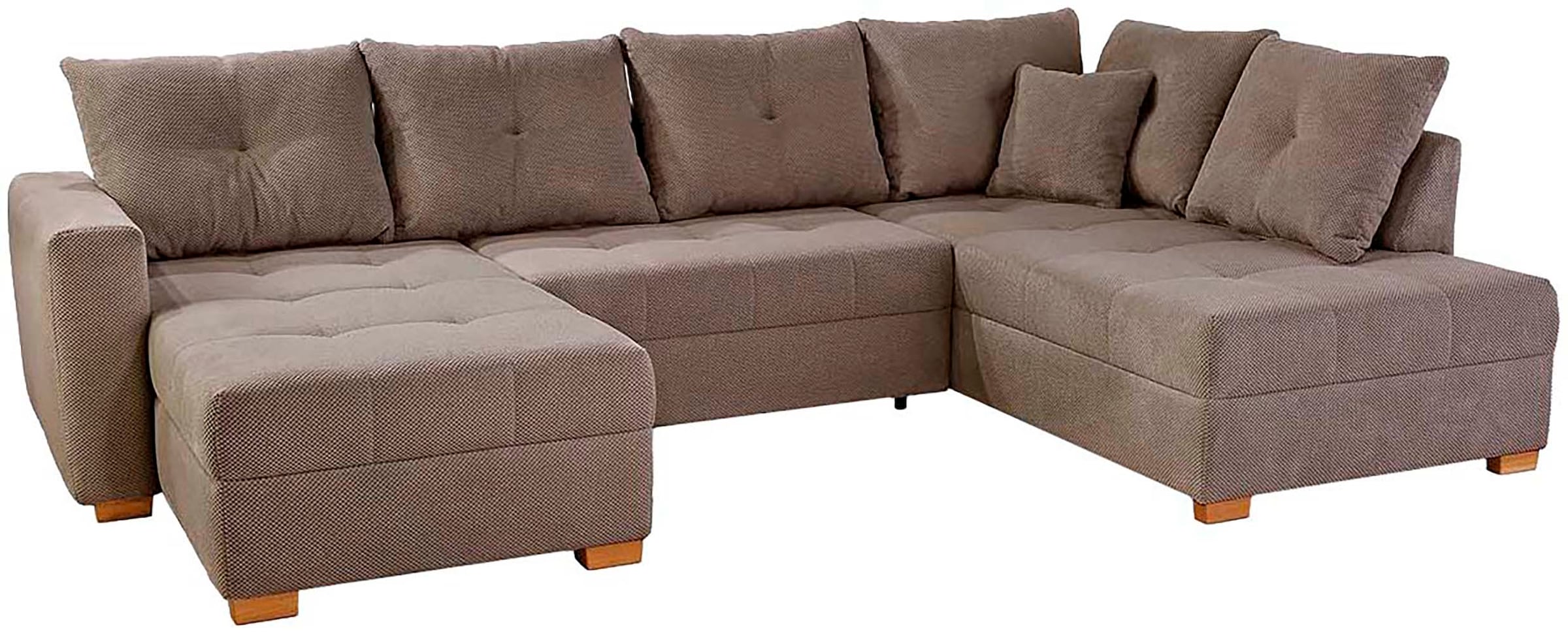 Jockenhöfer Gruppe Wohnlandschaft »Abby U-Form, B: 313 cm, inkl. Schlaffunktion« inkl Bettkasten,  grosse Liegefläche 273x147cm, Massivholz Füsse