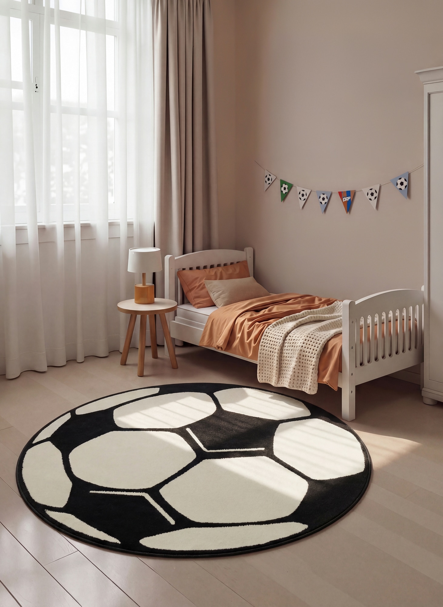 HANSE Home Kinderteppich »Fussball« rund 10 mm Höhe Kinder-Teppich, Rutschfest, Kurzflor, Fussball, Kinderzimmer, Spiel