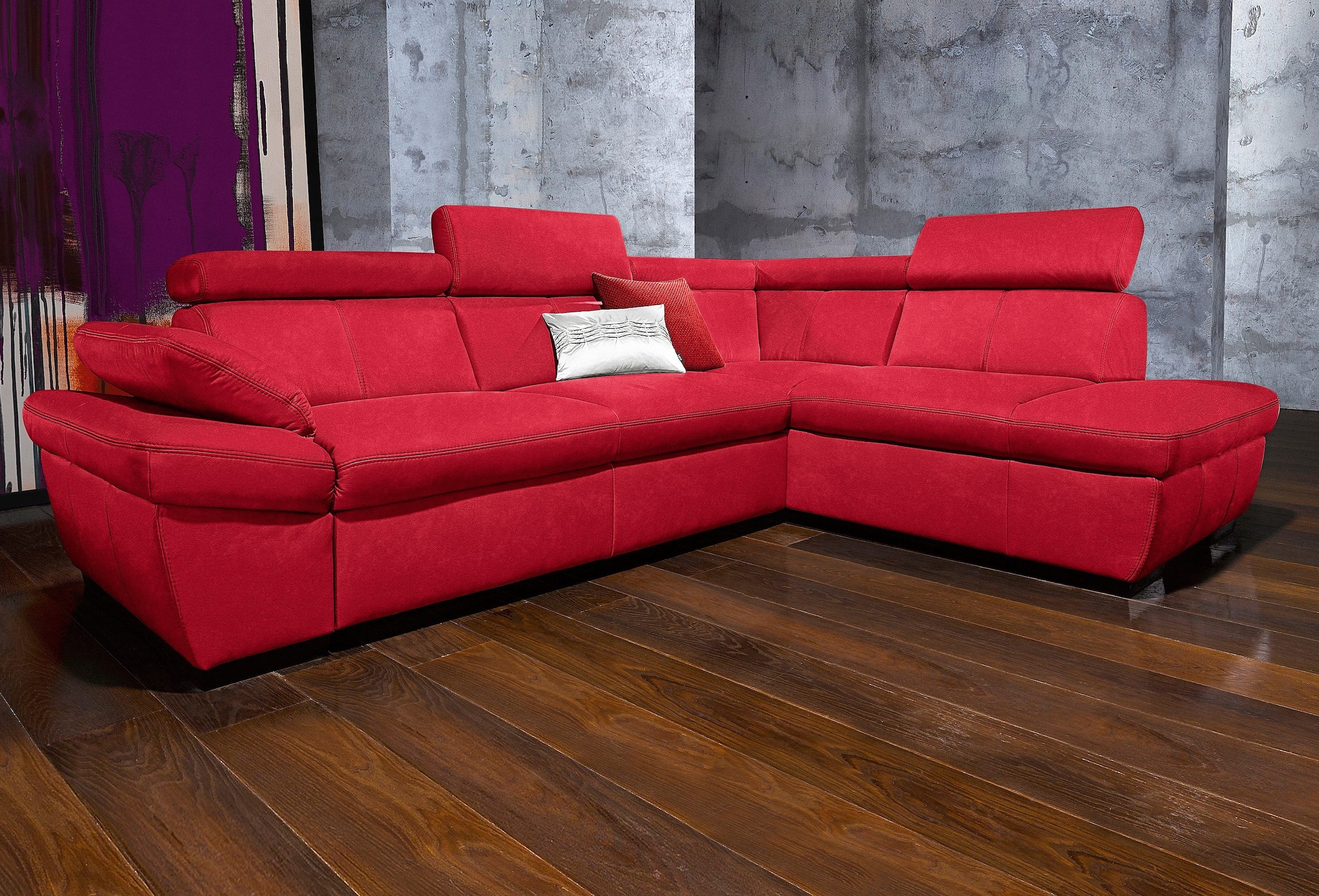 exxpo - sofa fashion Ecksofa »Salerno, Funktionssofa, hoher Sitzkomfort, Breite 268cm, L-Form« inkl. Kopf- und Armteilverstellung, wahlweise mit Bettfunktion