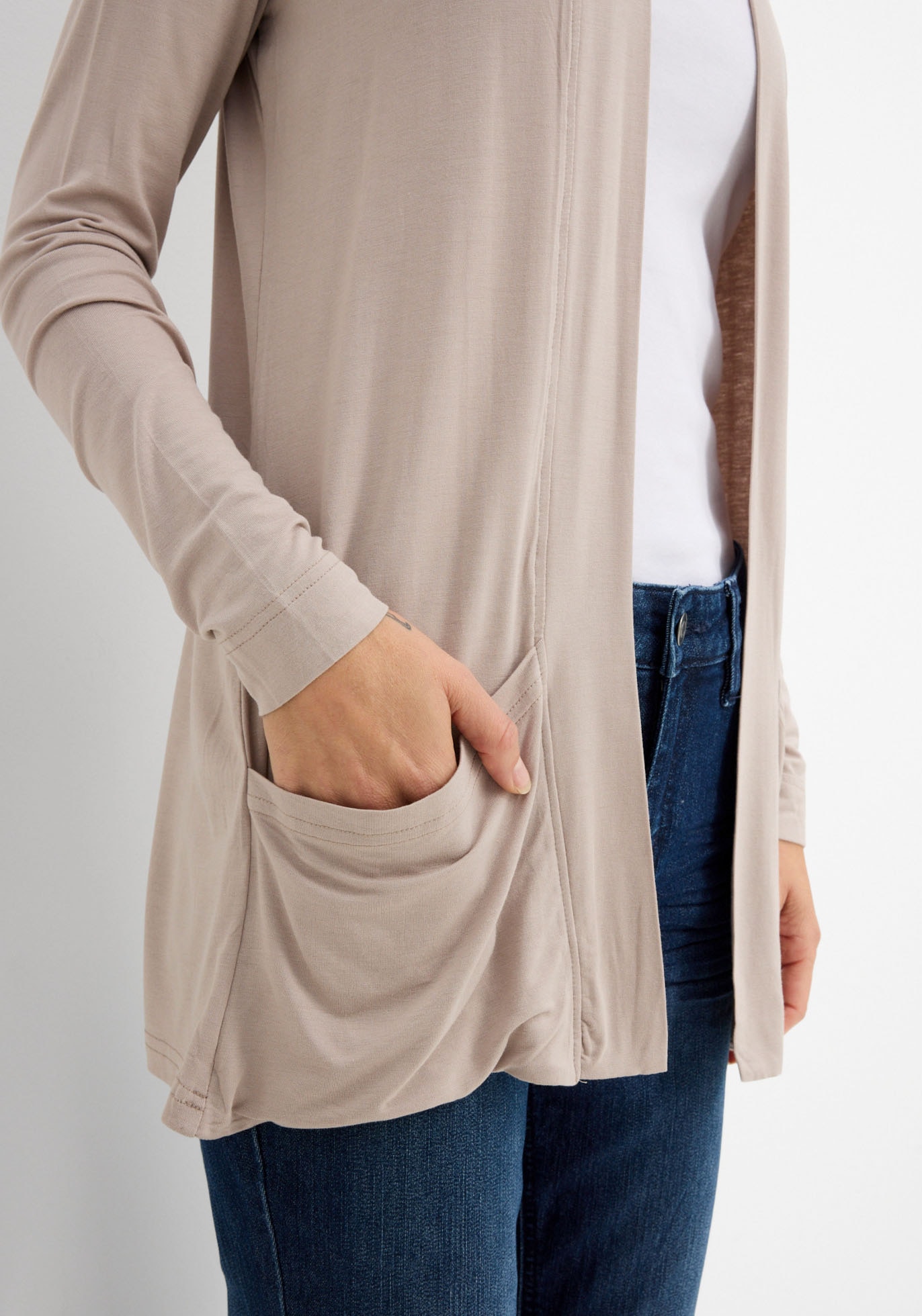 bonprix Veste chemise figurumspielende Passform, Viskosemischung, ohne Verschluss