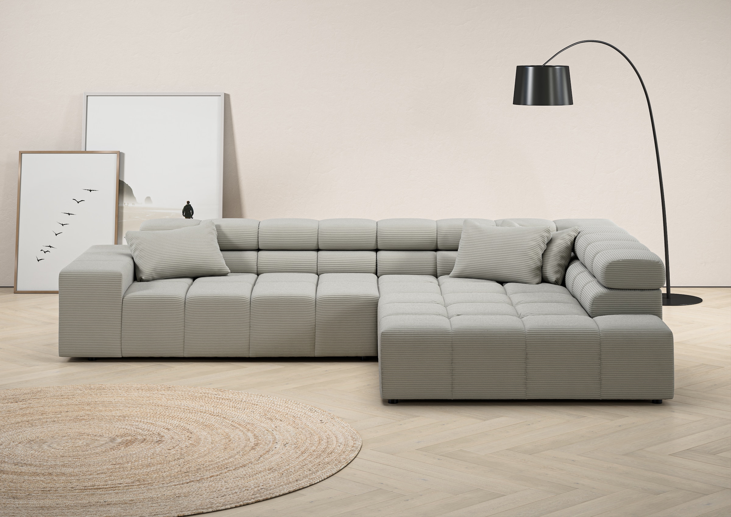 Home affaire Ecksofa »Ancona, Ecksofa,  incl. Kopfteilverstellung, Breite 319 cm, L-Form« wahlweise motorische Sitztiefenverstellung, auch in Cord + Easy Care