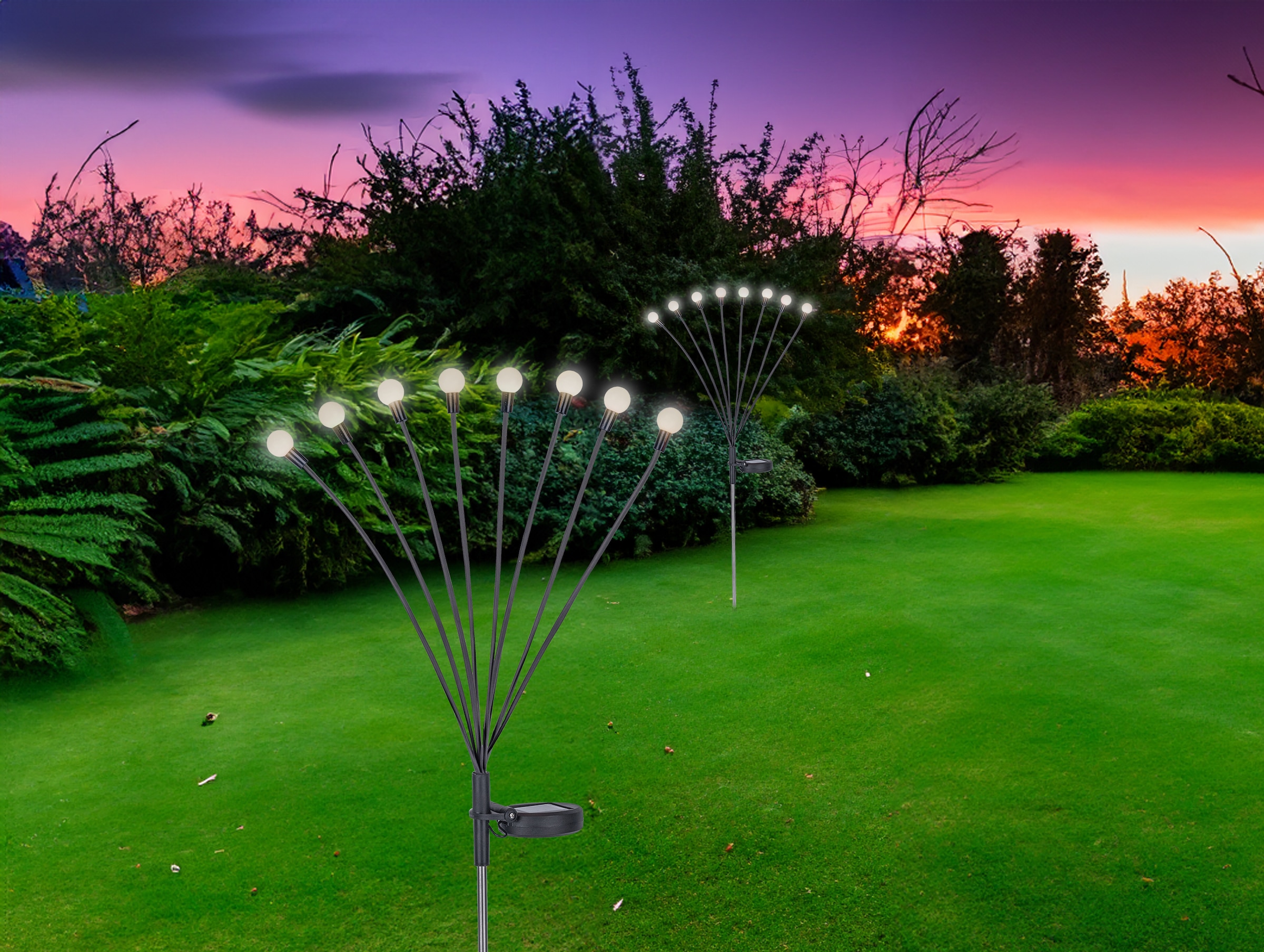 GLOBO LIGHTING LED Solarleuchte »SOLAR« LED-Modul 1 Stk. Warmweiss Solarlampe für Garten, Toller Lichteffekt, mit Erdspiess