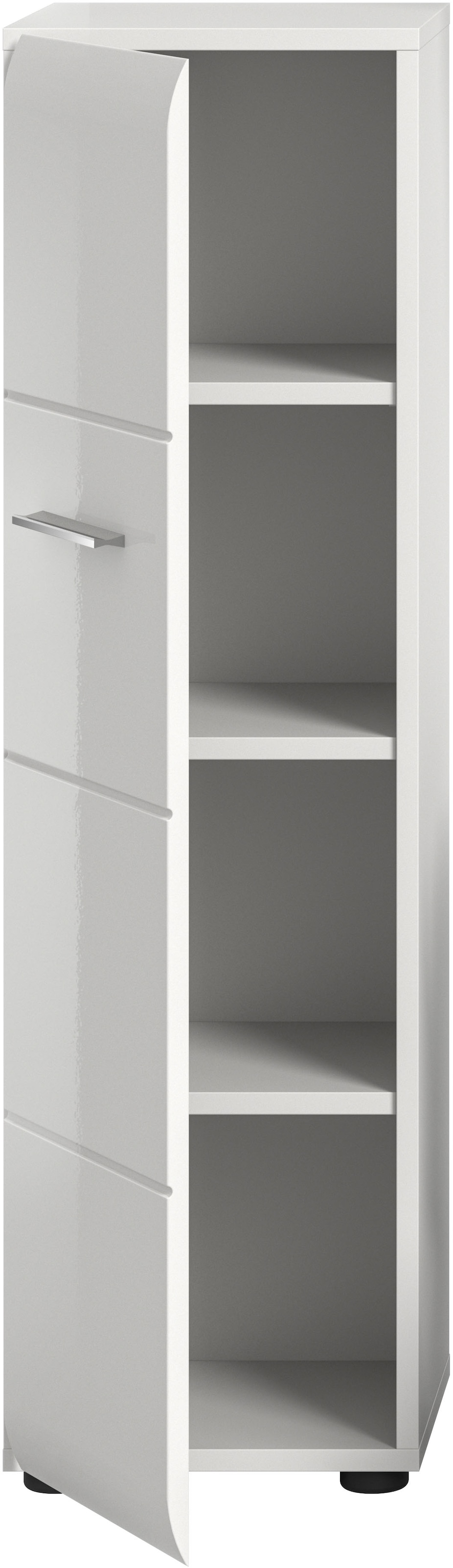 welltime Armoire de rangement 1 cuis tlg. Florenz, Stauraumschrank, Weiss Hochglanz, 30 cm breit, 4 Fächer