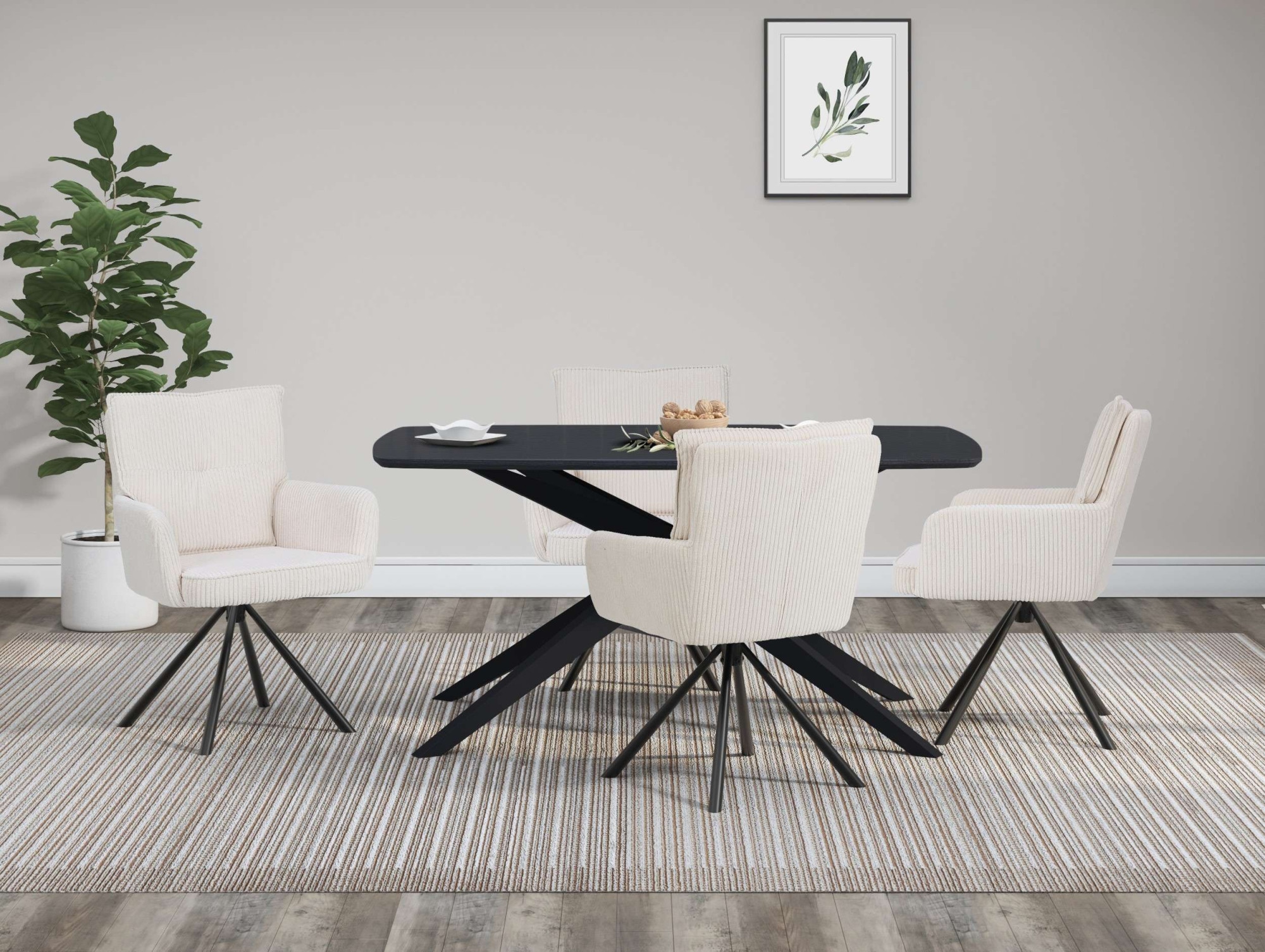 GOODproduct Esstisch »Dakona« Tischplatte mit Holzstruktur, schwarze Metallbeine, Höhe 76 cm