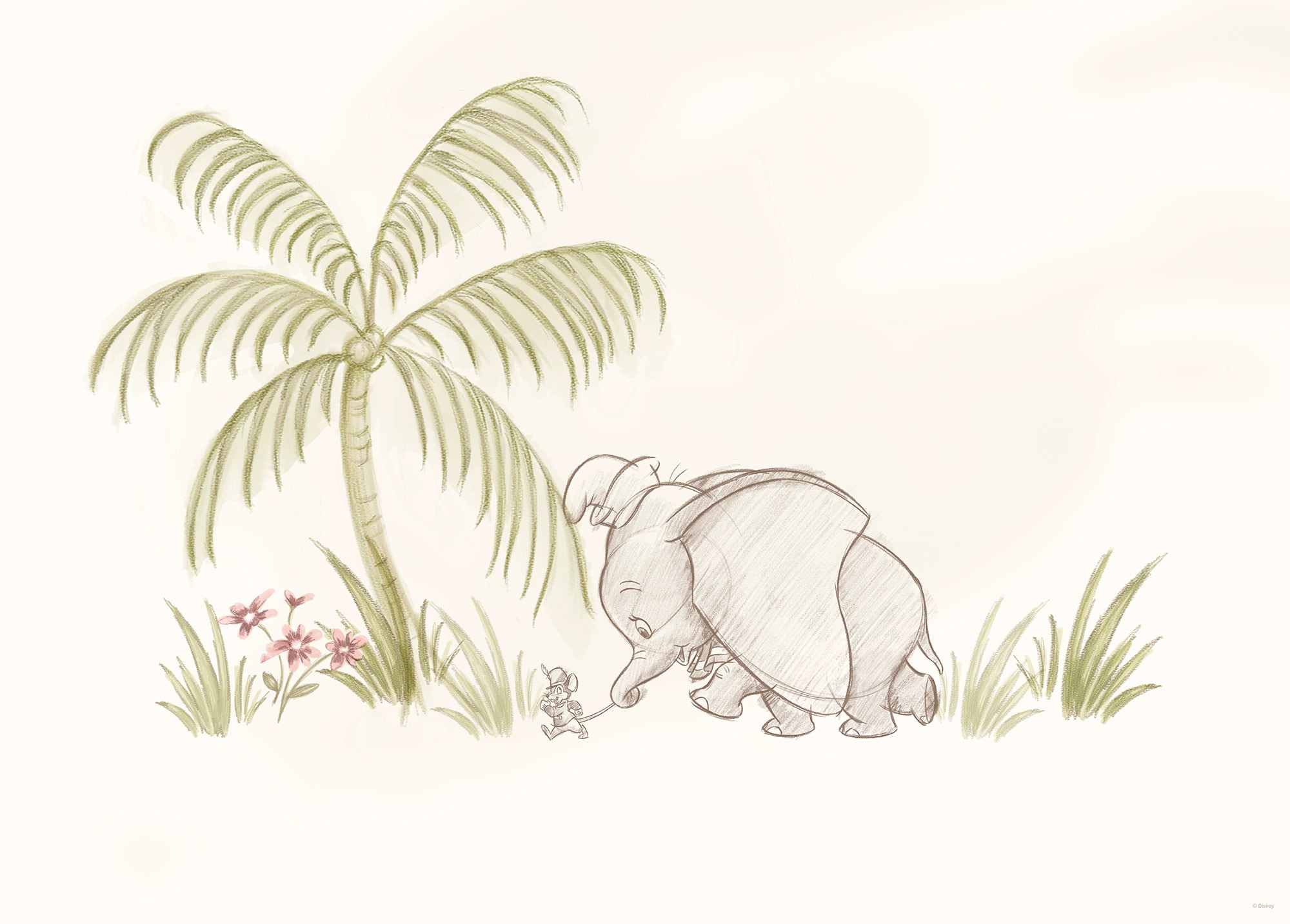 Komar Fresque murale »Follow me Dumbo!« Disney Ensemble, 1 cuis tlg. 50 x 40 cm (largeur x hauteur) - chambre d'enfant, décoration,