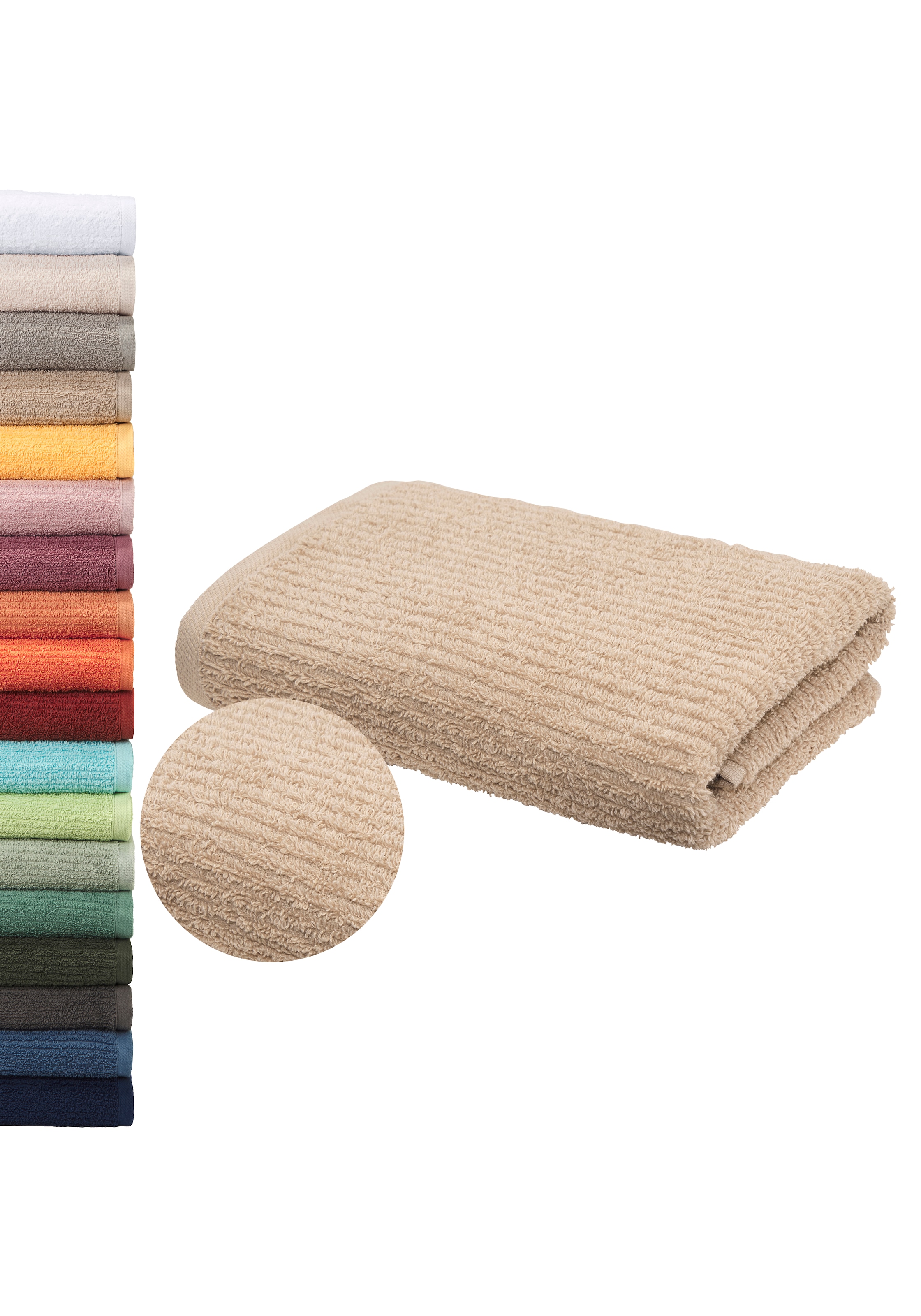 GOODproduct Serviette de bain »Riva, 50x100, Premium Handtücher, 500 gr/m²« structure en relief, rayures, doux, garantie 5 ans
