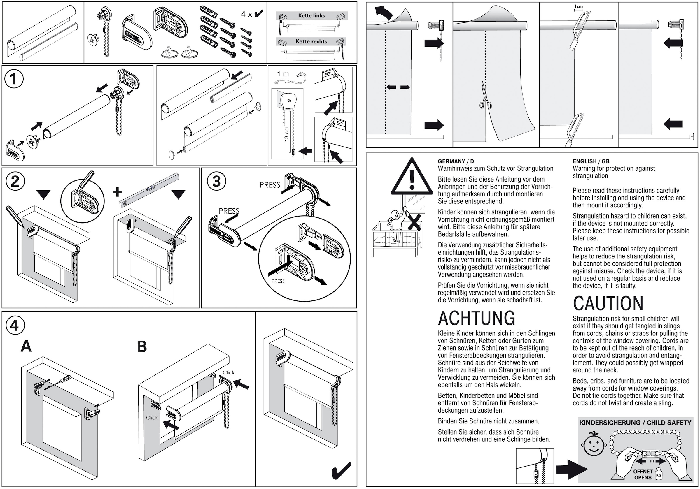 GARDINIA Store à tirage latéral »Uni-Rollo - Thermo Energiesparend« verdunkelnd mit Bohren freihängend Abschlussprofil in weiss