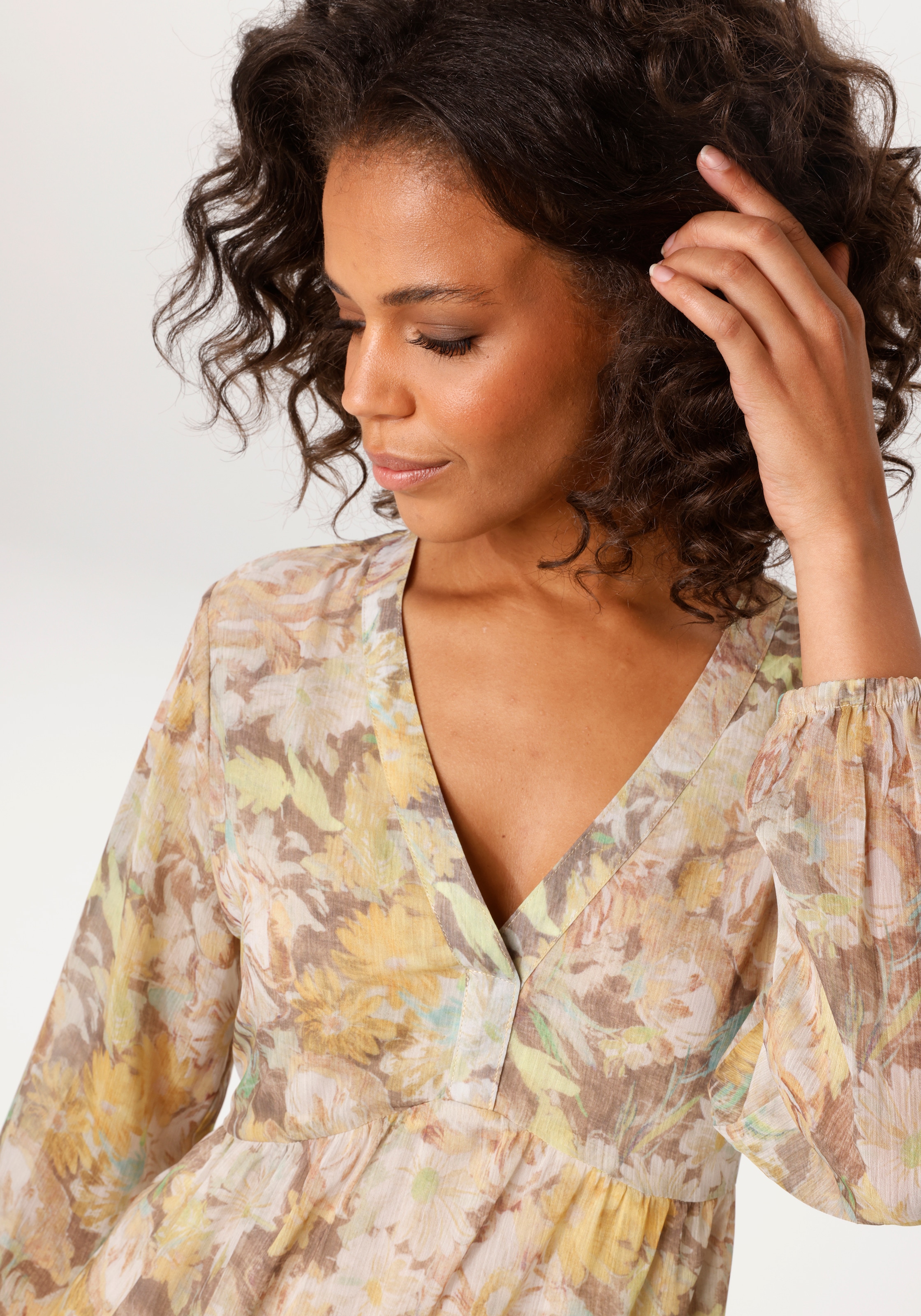 Aniston CASUAL Maxikleid mit pastellfarbenen Blumendruck - NEUE KOLLEKTION