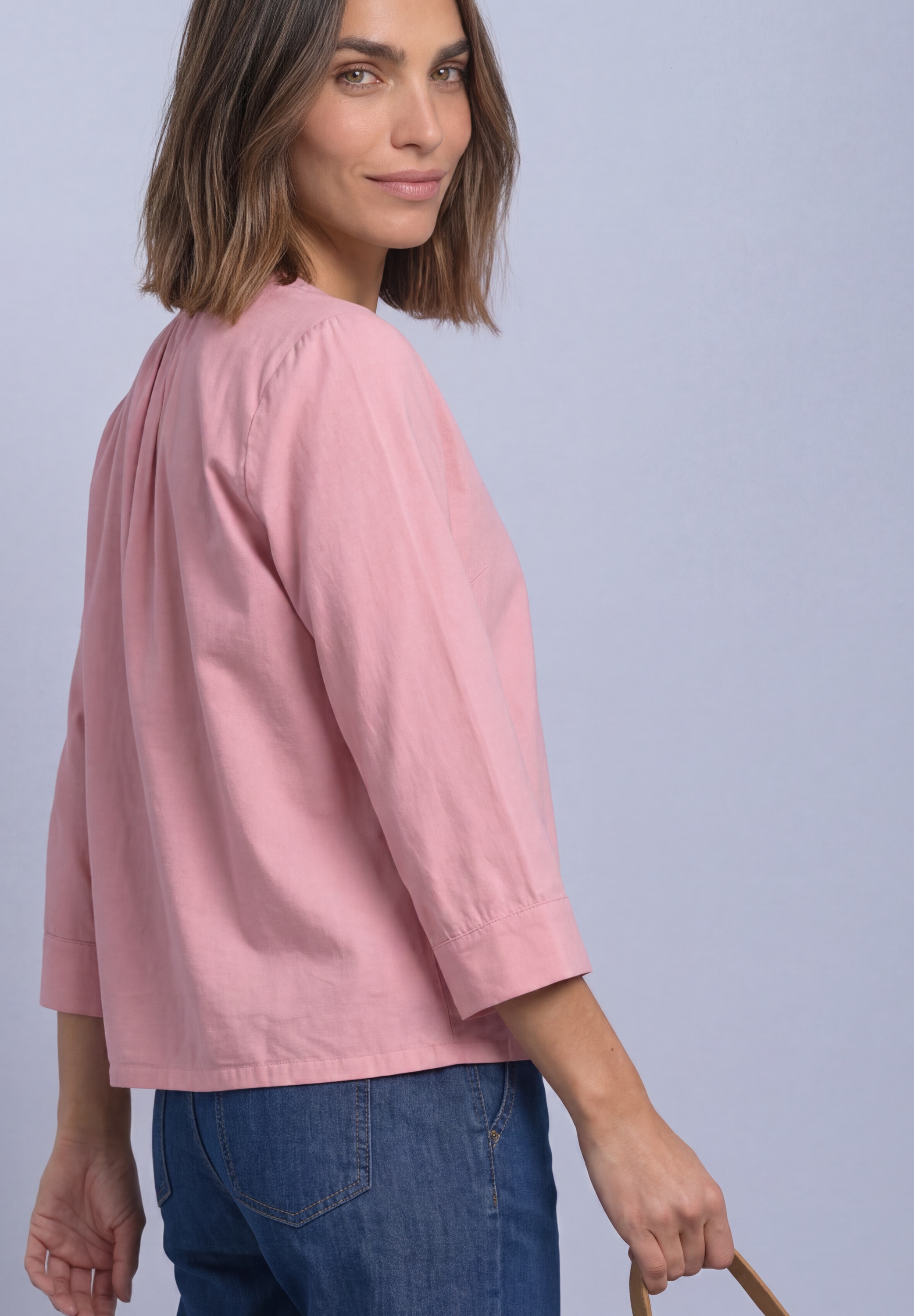 STREET ONE Shirtbluse 3/4-Arm Bluse mit Split Neck aus Cord