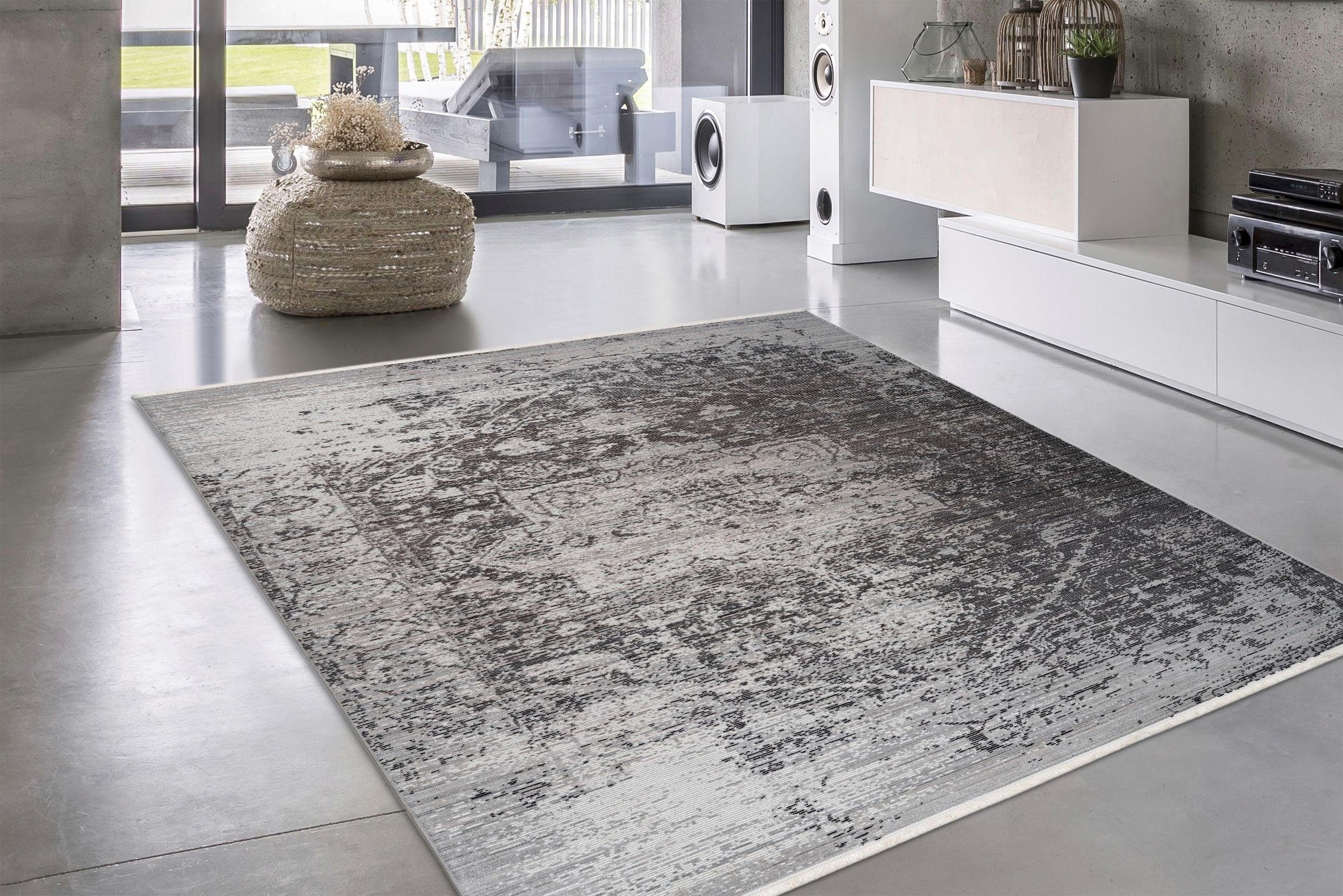 my home Tapis »Bruno« Rectangulaire 5 mm Höhe Vintage Design, mit Fransen, Wohnzimmer