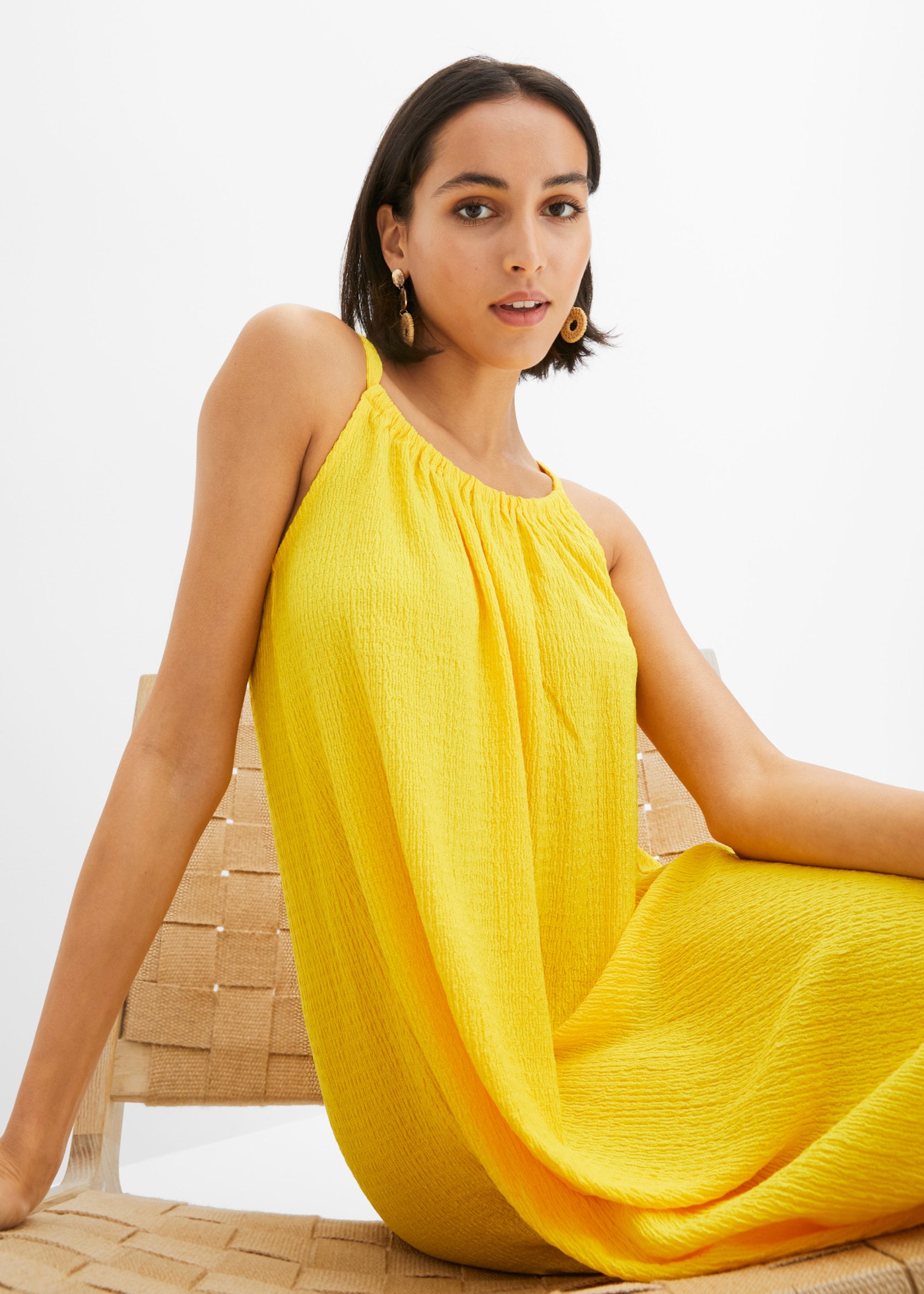 bonprix Robe en jersey lässige Passform, ohne Ärmel, Trägerkleid-Design