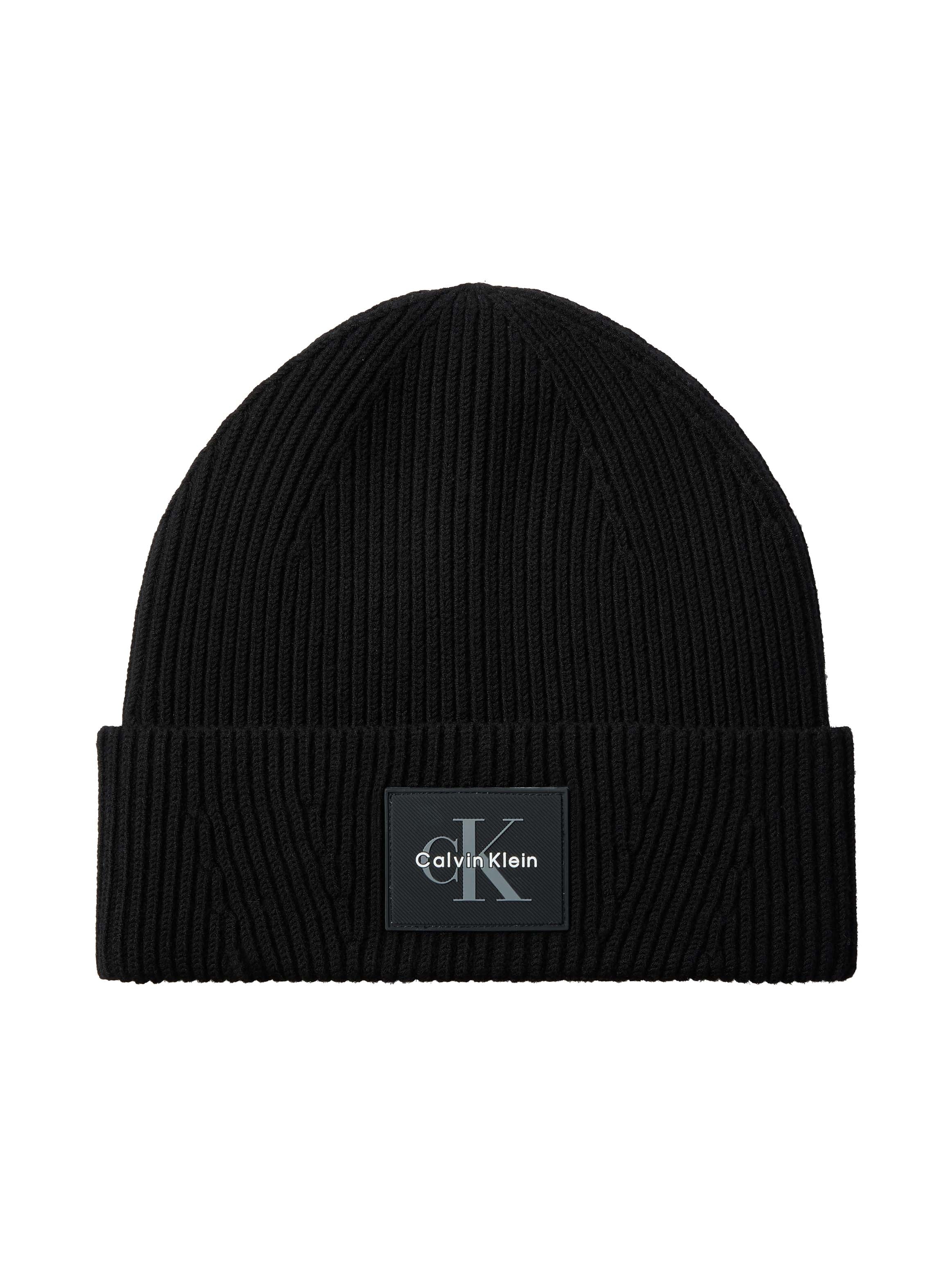 Calvin Klein Bonnet »MONOLOGO PATCH RIB BEANIE« coupe régulière avec logo de la marque