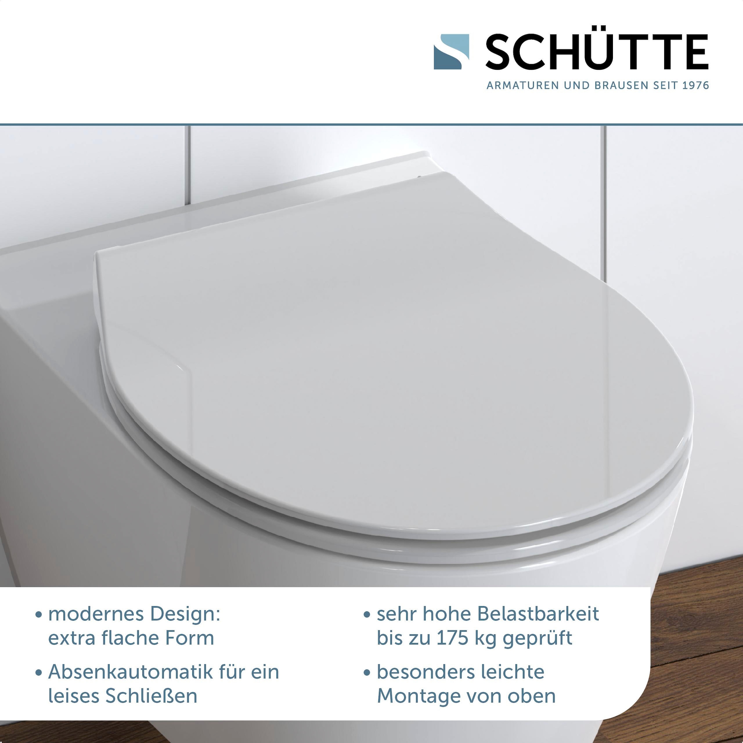 Schütte Siège de WC »SLIM« Duroplast, Absenkautomatik, Schnellverschluss, besonders flache Form