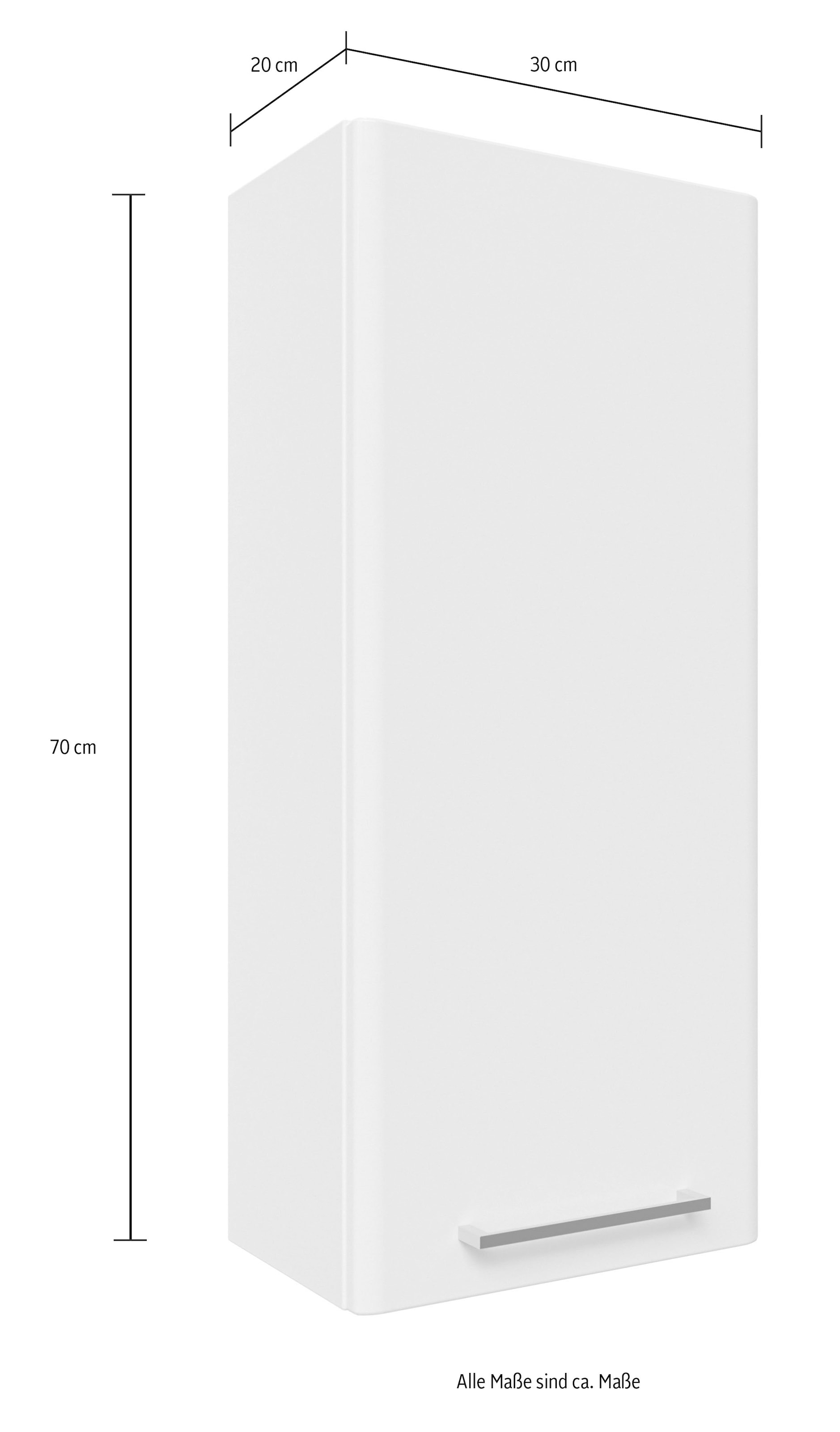 Saphir Hängeschrank »Quickset 316 Wand-Badschrank 30 cm breit, 1 Tür, 2 Einlegeböden« Badezimmer-Hängeschrank inkl. Türdämpfer, Griffe in Chrom Glanz