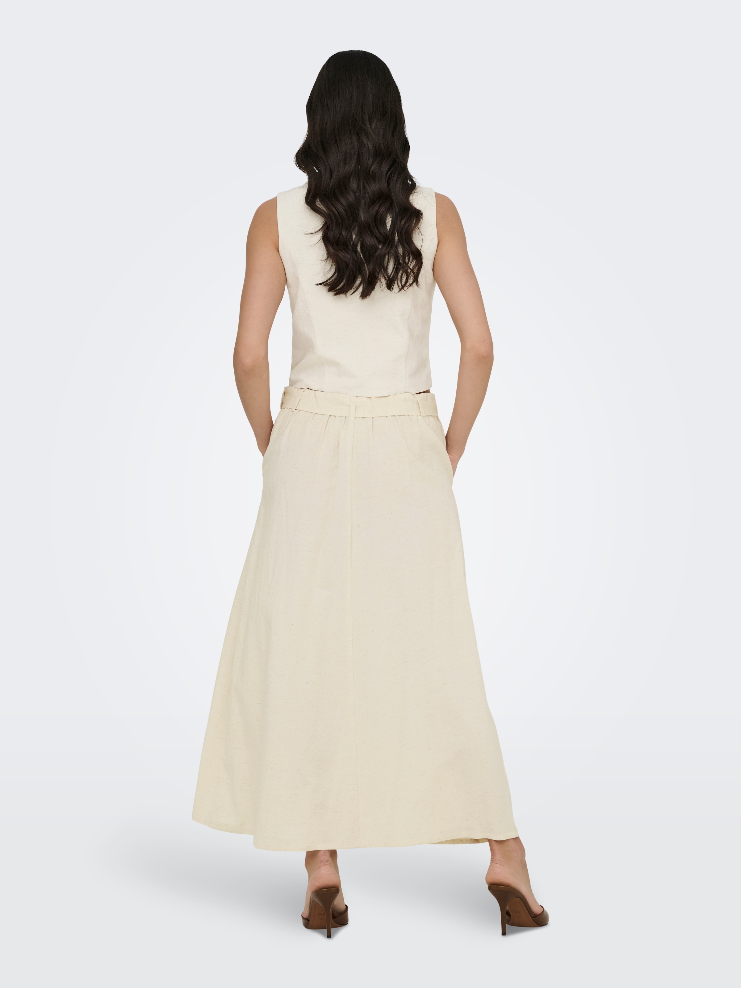 JDY Maxi jupe »JDYMILAN LINEN HW BELTED SKIRT WVN DIA« jupe d'été en lin