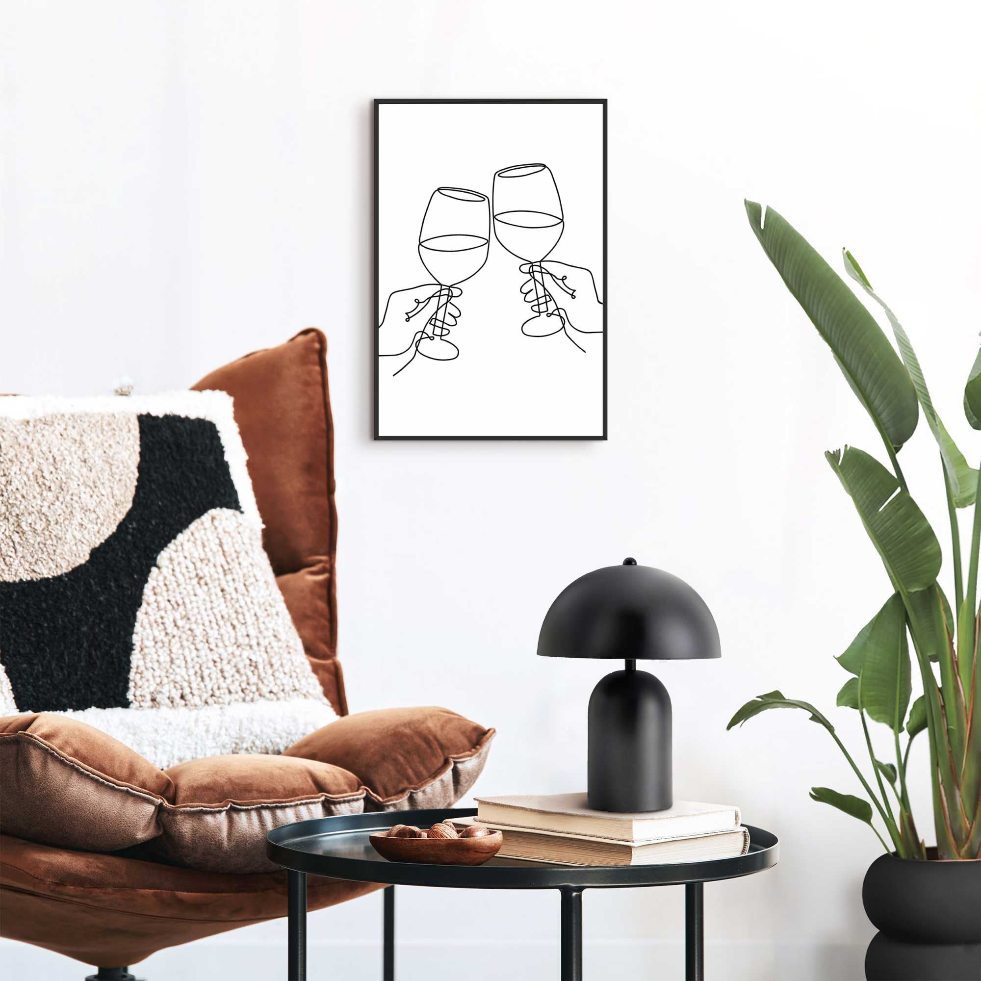 Reinders! Poster »Wein« Küche - Schwarz-Weiss - MDF - Line Art - 20x30 cm