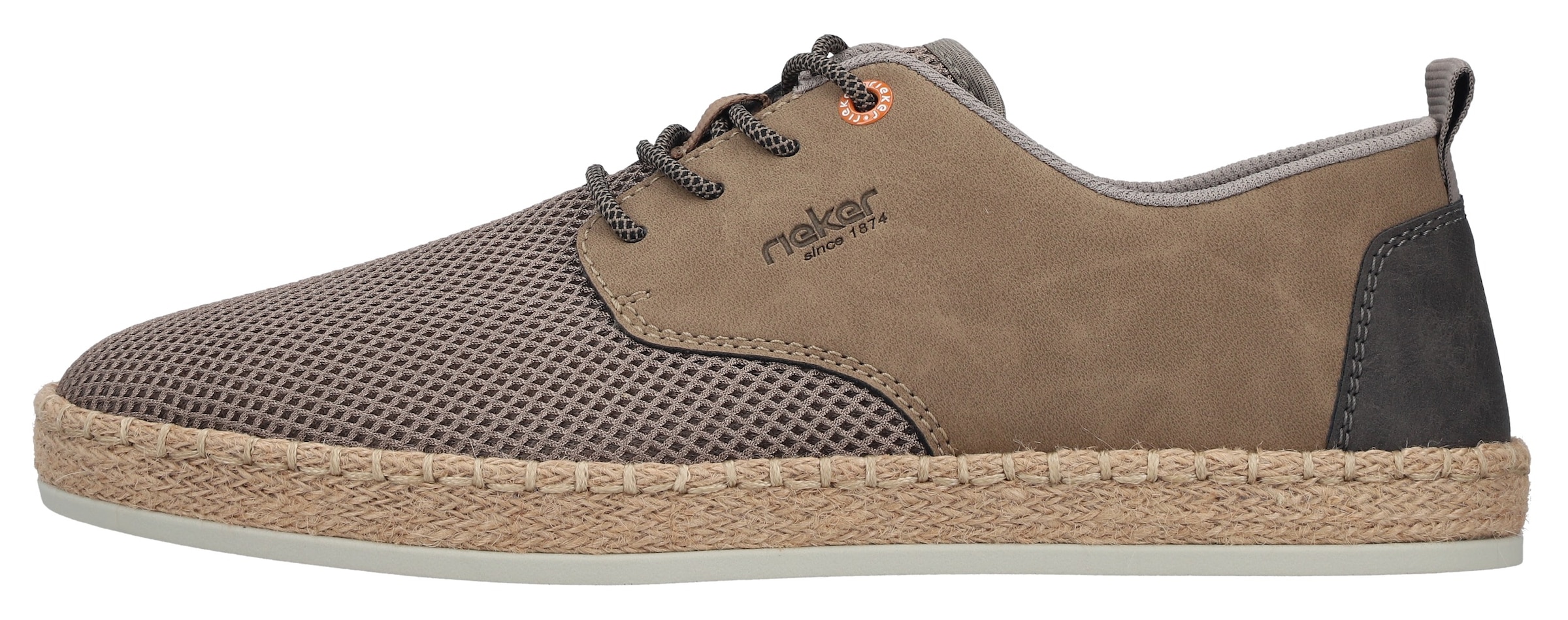 Rieker Chaussure à lacets  Chaussure basse, sneaker, à lacets avec bordure en raphia sur la semelle