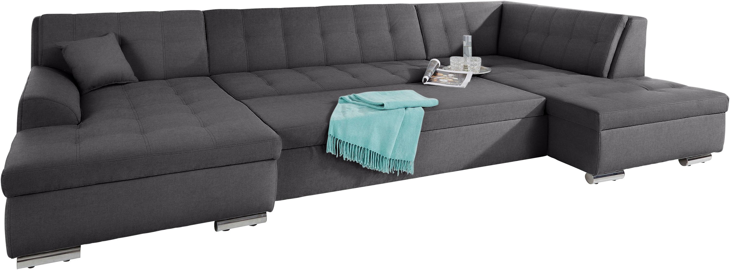 DOMO collection Wohnlandschaft »Aversa U-Form« wahlweise mit Bettfunktion, frei im Raum stellbar