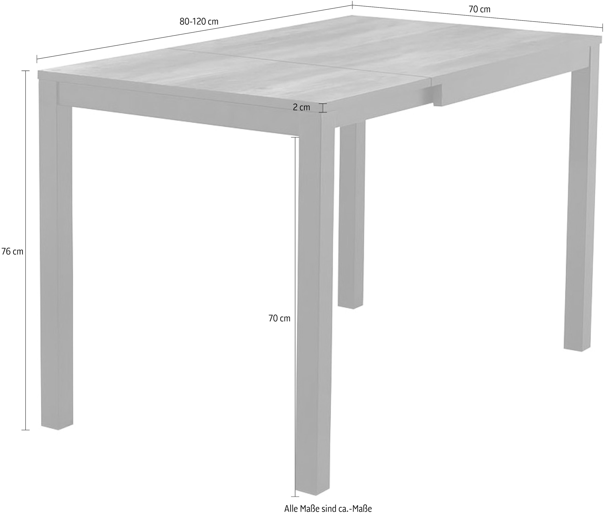 Jockenhöfer Gruppe Table de salle à manger »Barista« ausziehbar in zwei Grössen, platzsparend, Metalluntergestell