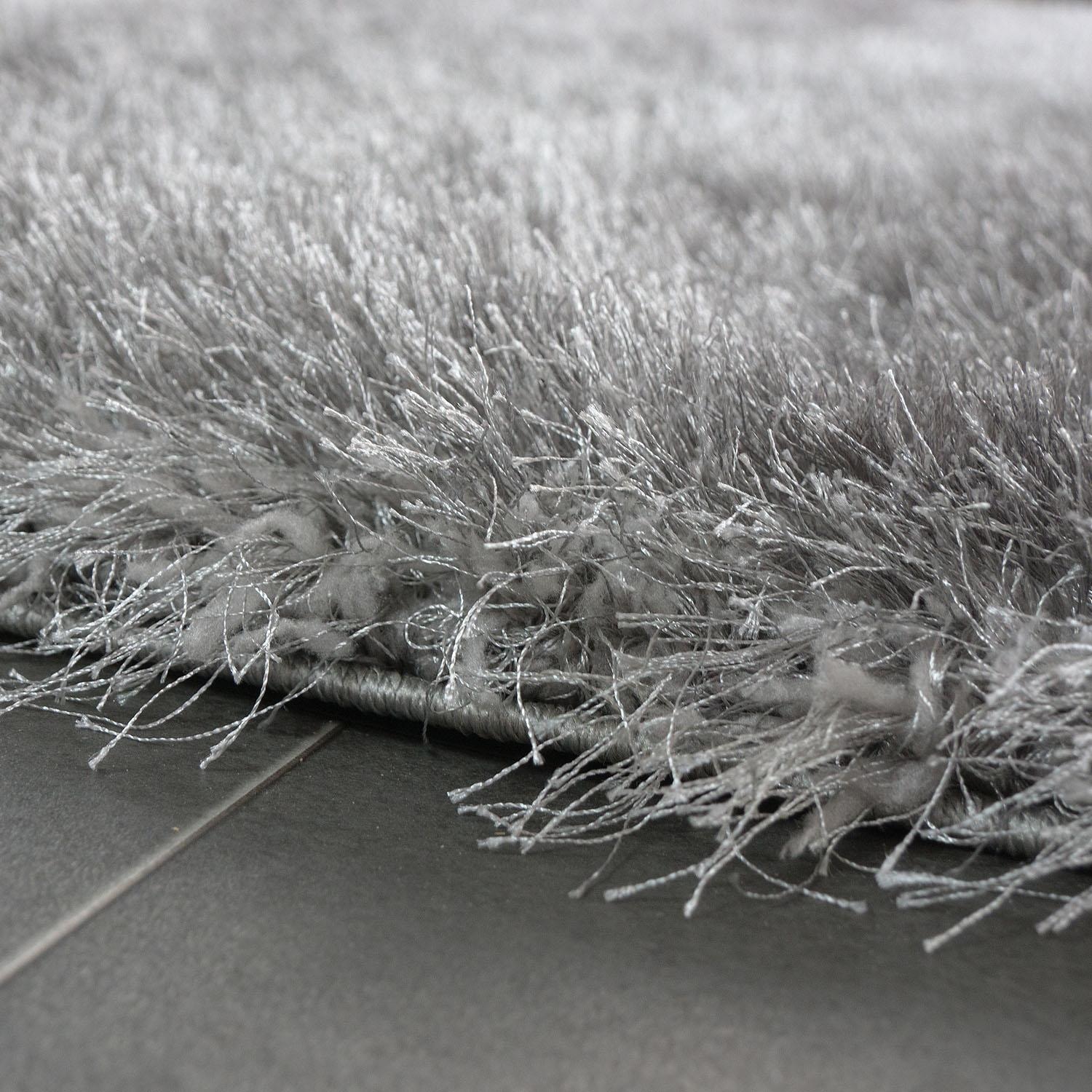 Paco Home Hochflor-Teppich »Glamour 300« rechteckig 70 mm Höhe Uni Farben, mit weichem Glanz Garn, auch als Läufer erhältlich