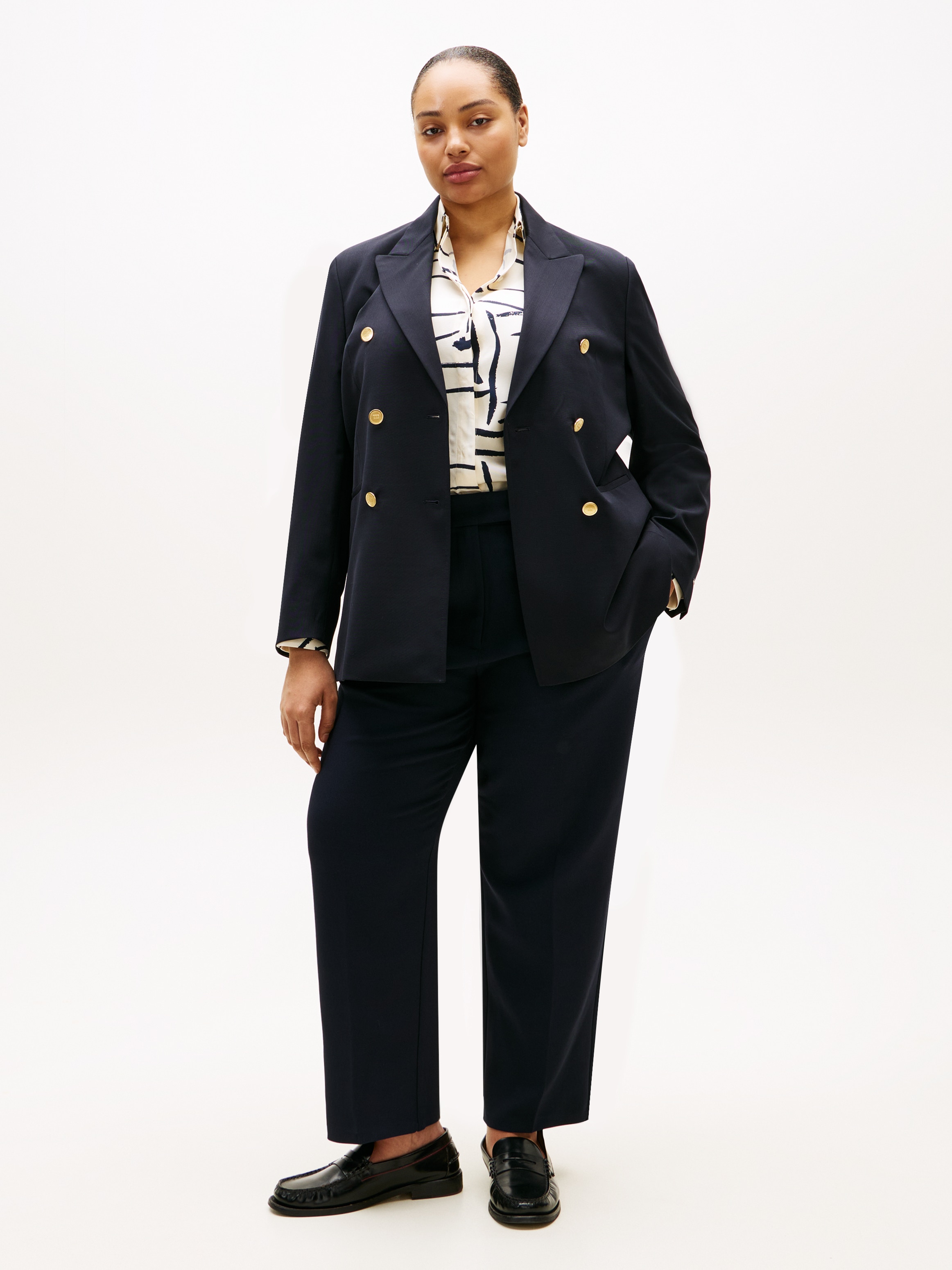 Tommy Hilfiger Curve Veste blazer »CRV TIMELESS WOOL DB BLAZER« in grossen Grössen, mit Wolle