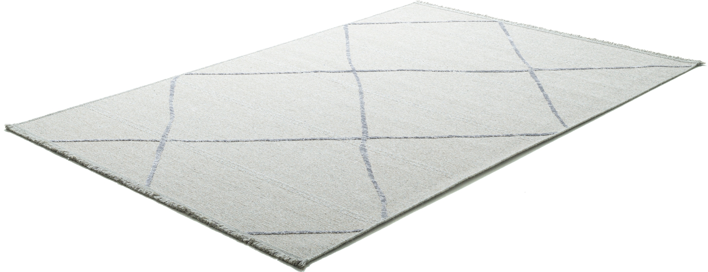 Sansibar Tapis »Braderup« Rectangulaire 2 mm Höhe tissu plat, design scandinave moderne, motif losanges, avec franges