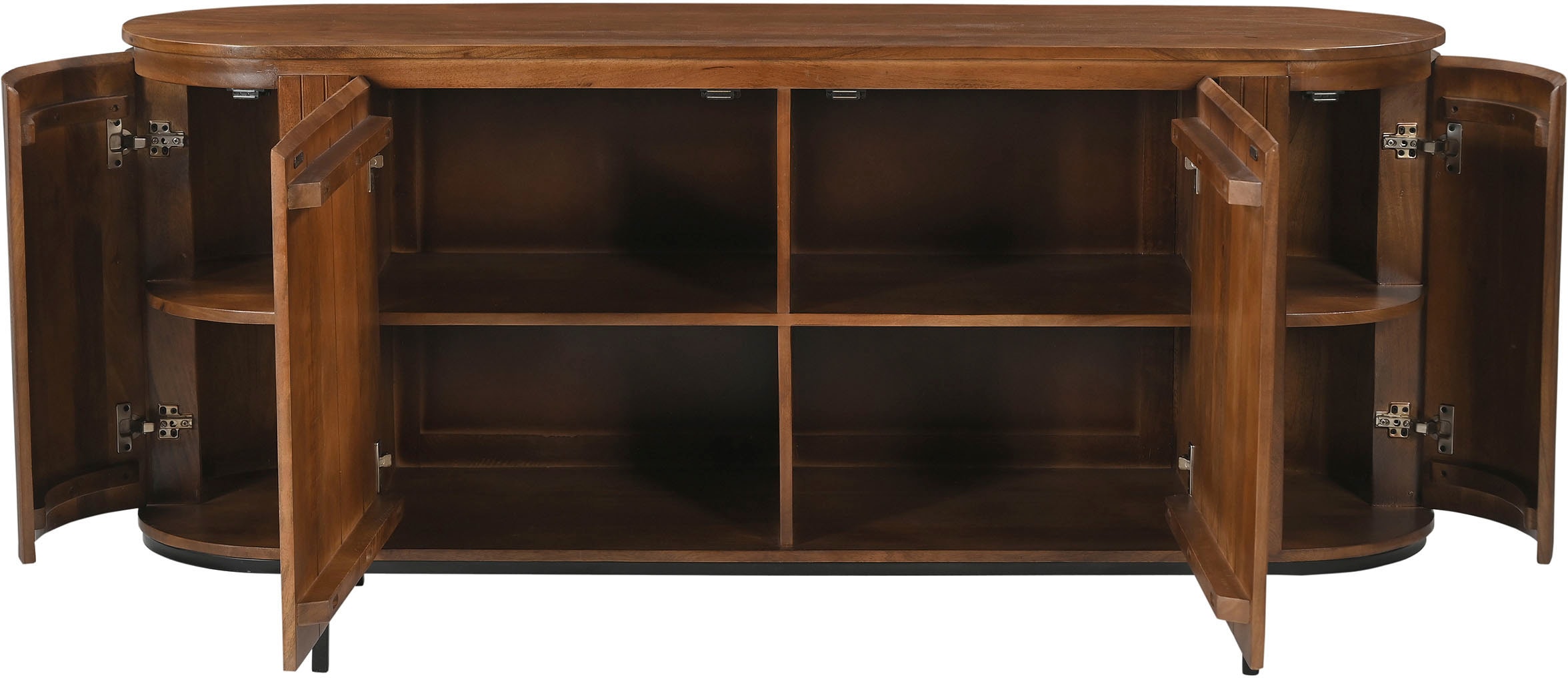 SIT Buffet »Newcastle aus massivem Mangoholz mit Lamellenfront & 4 Türen« 1 cuis tlg. 4 portes, 8 compartiments & façade à fines lamelles en bois de manguier