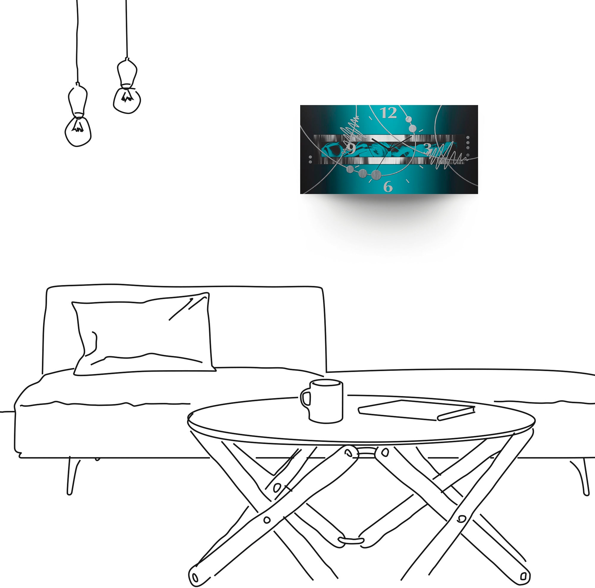 Artland Horloge murale »Silber abstrakt auf petrol« wahlweise mit Quarz- oder Funkuhrwerk, lautlos ohne Tickgeräusche