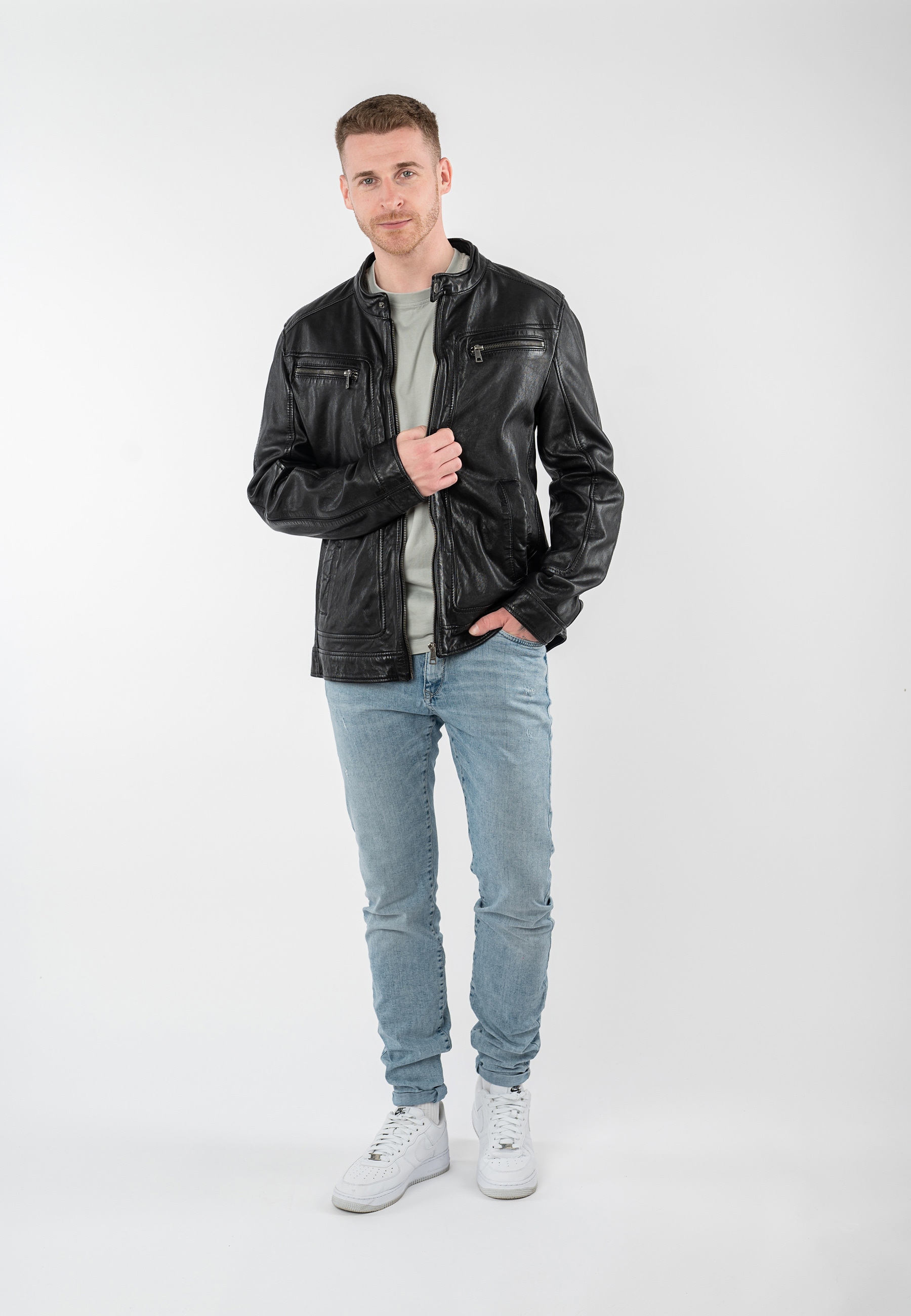 Mauritius Veste en cuir »MMRoley« mit Bikerkragen