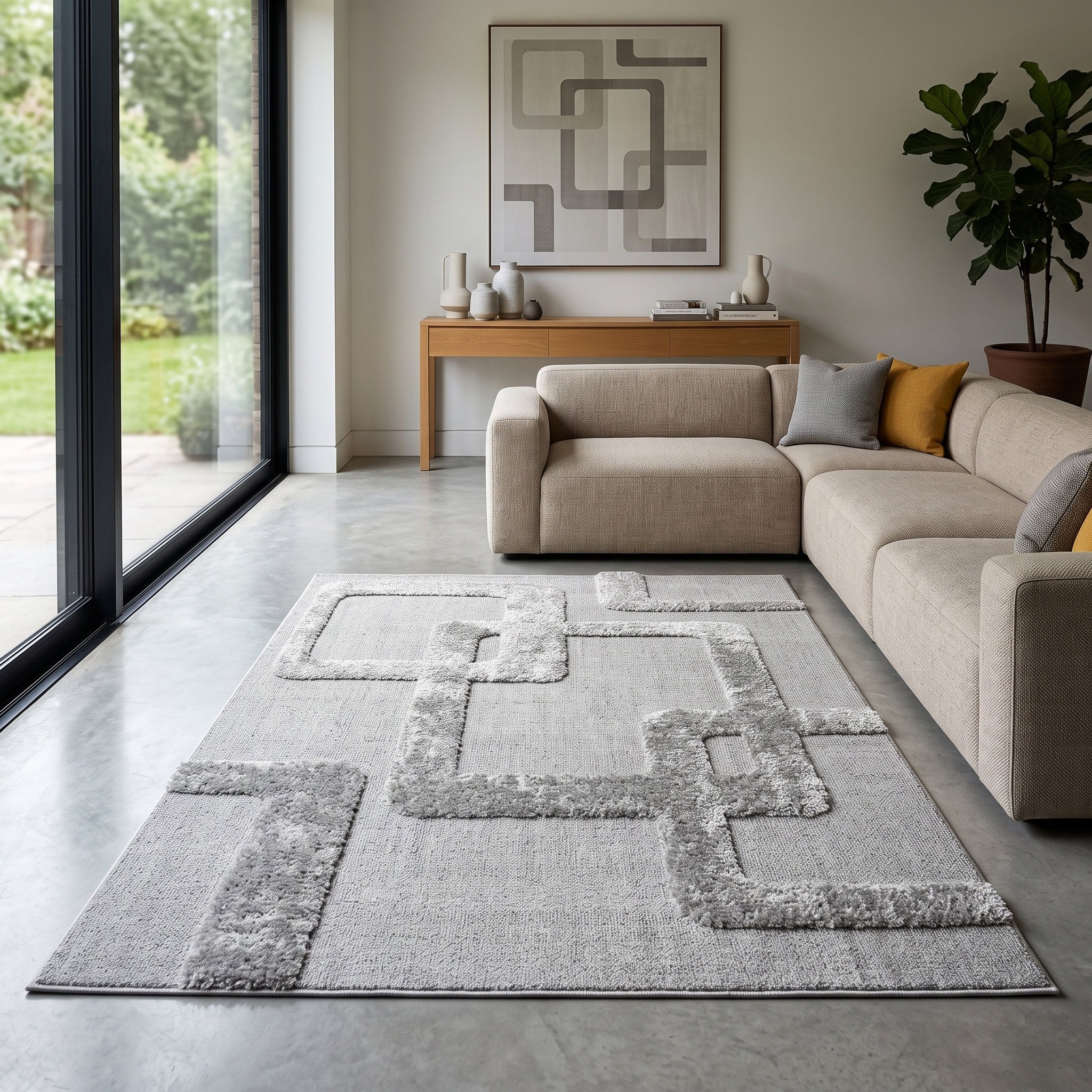 GOODproduct Teppich »Modea, geometrisches Muster, 3D« rechteckig 20 mm Höhe Ton-in-Ton, Hoch-Tief, weich, Wohnzimmer, Schlafzimmer