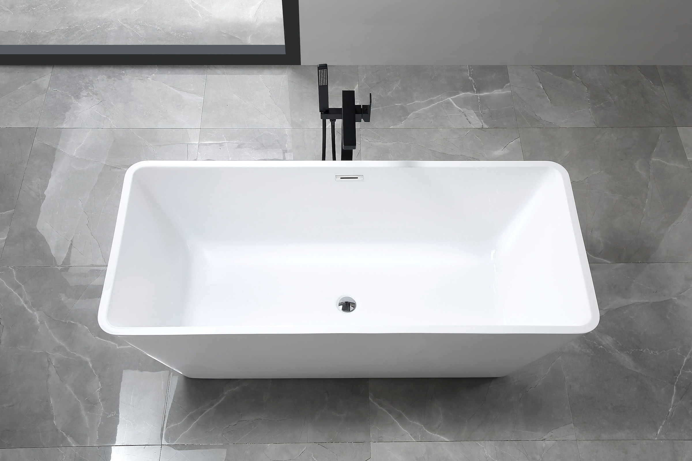 welltime Badewanne »Sagres« Höhe 60 cm mit Ablaufstöpsel | verstellbare Füsse | Überlauf Freistehend, 170x74x60 (LxBxH), Sanitäracryl, mit Pop Up Ventil
