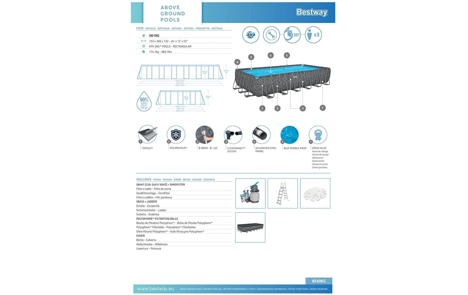 Bestway Framepool »APX365 366 x 132 cm«