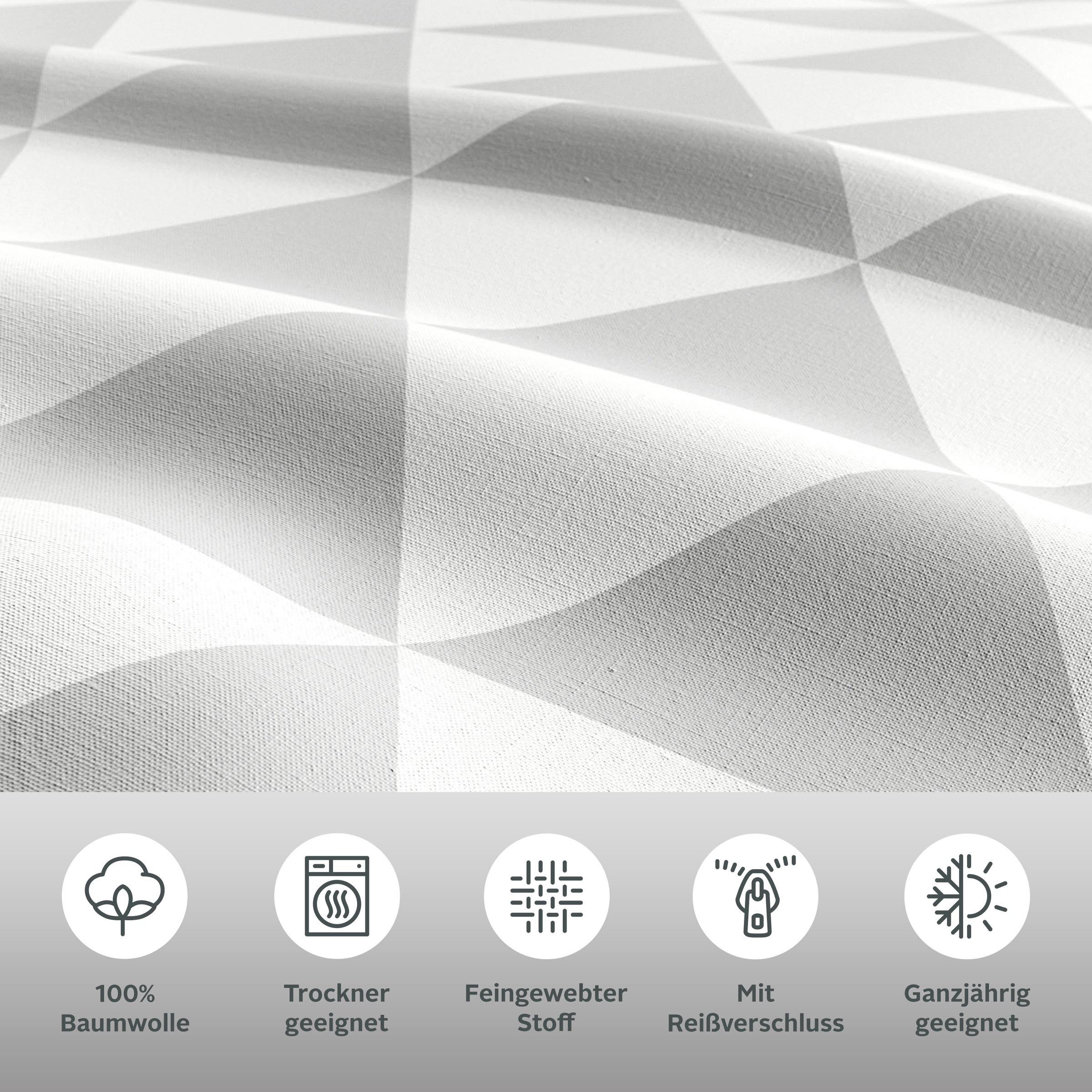 Lüttenhütt Bettwäsche »Gretje in Gr. 135x200 oder 155x220 cm« 2 Stk. tlg. Bettwäsche aus Baumwolle, grafische Bettwäsche mit Reissverschluss