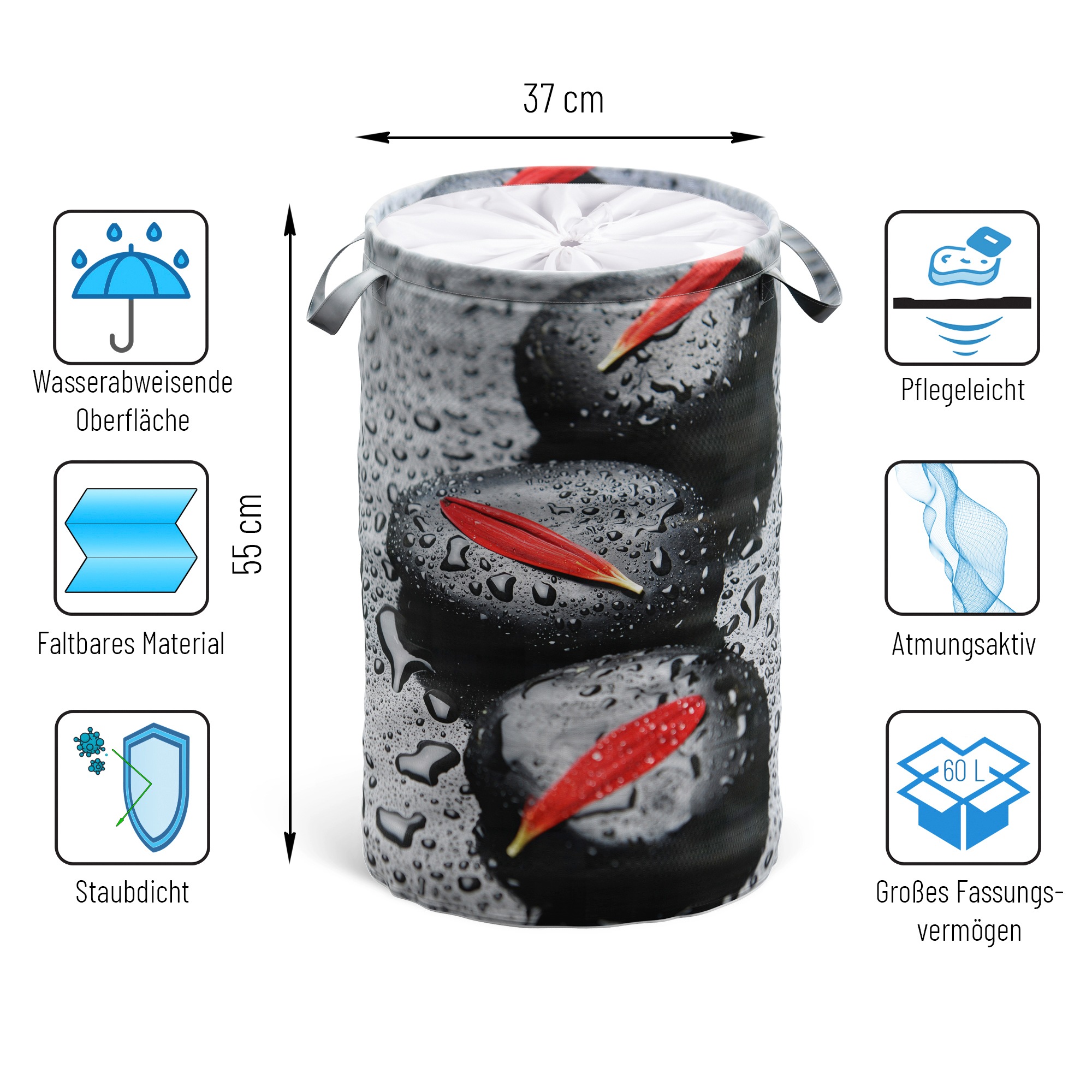 Sanilo Wäschekorb »Elegance« 60 Liter, faltbar, mit Sichtschutz