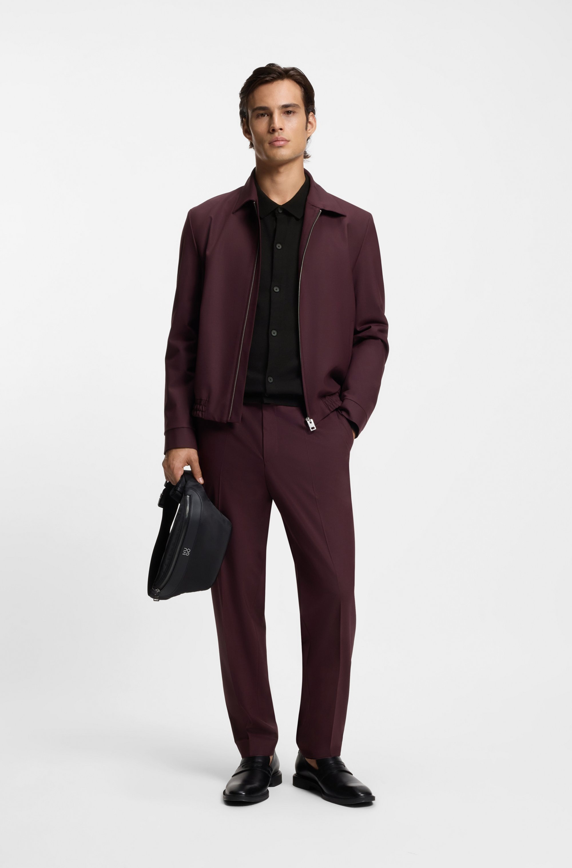 HUGO Veste en tricot »San Jordan-CV« col polo Regulas Fit, fermeture par boutons