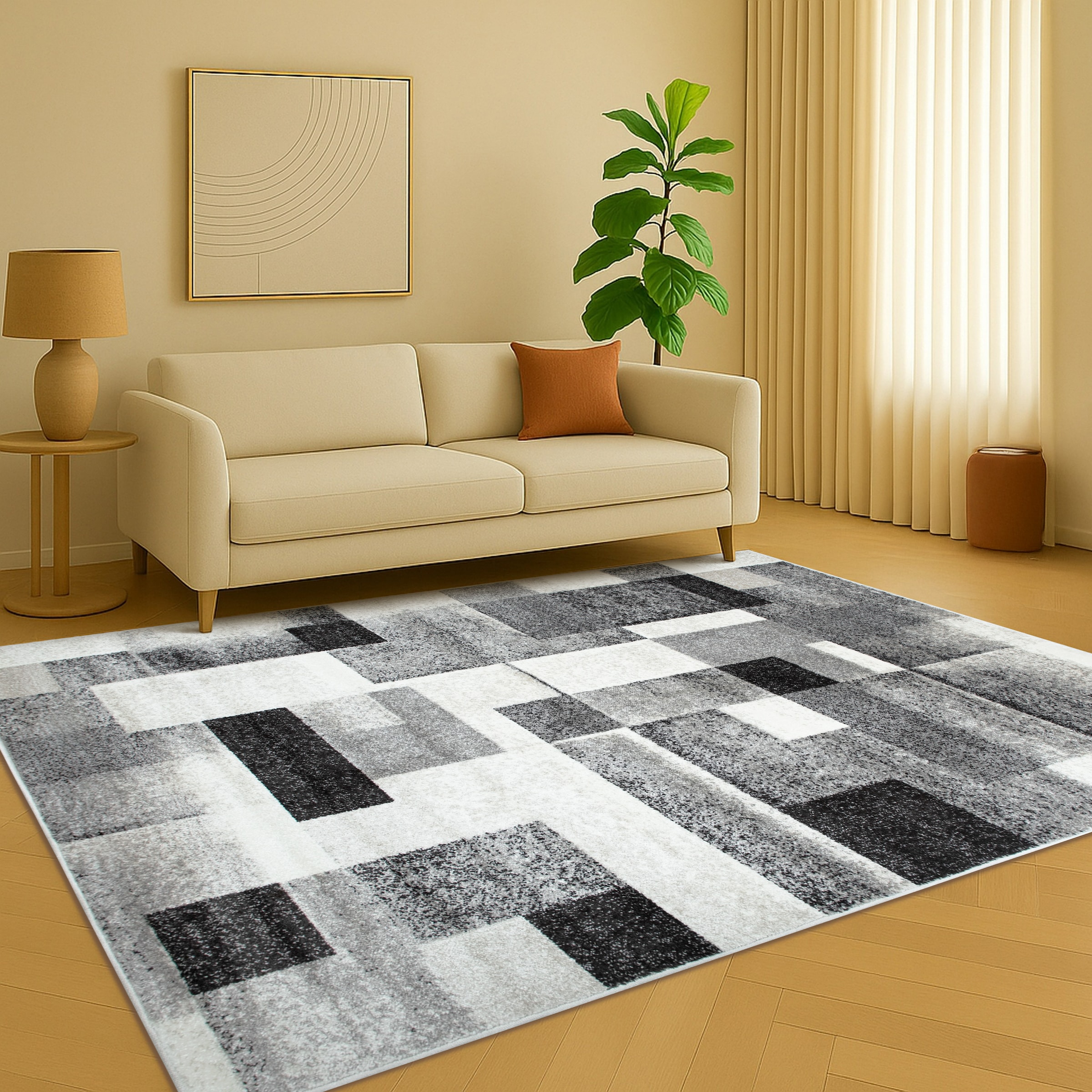 GOODproduct Tapis »Corine« Rectangulaire 9 mm Höhe mit besonders weichem Flor, Kurzflor, modernes Karo-Design,